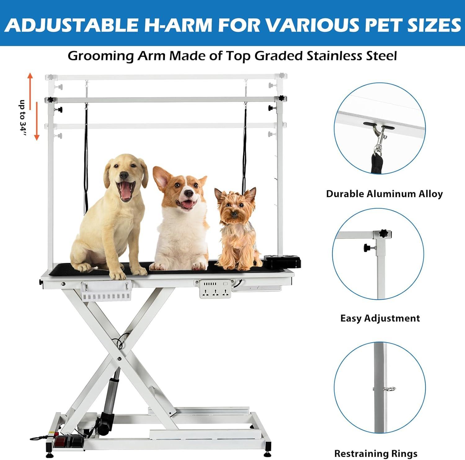 babevy 50'' Electric Dog Grooming Table, Heavy Duty, Height Adjustable Pet Grooming Table | Wayfair