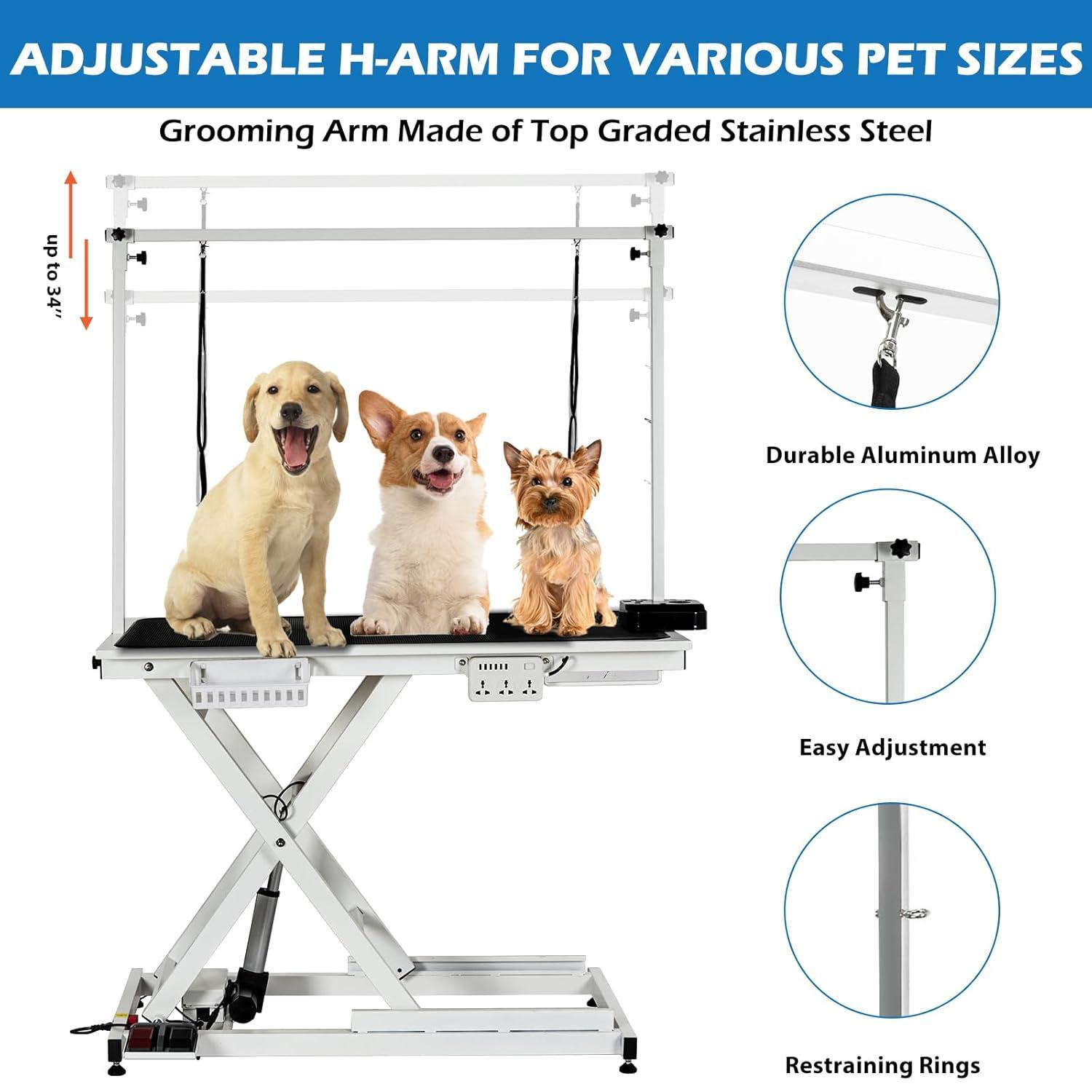 babevy 50'' Electric Dog Grooming Table, Heavy Duty, Height Adjustable Pet Grooming Table | Wayfair