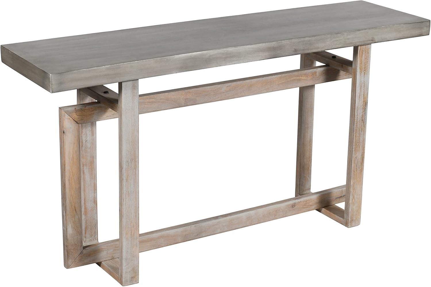 Rustic Light Brown Mango Wood 60" Console Table with Geometric Base