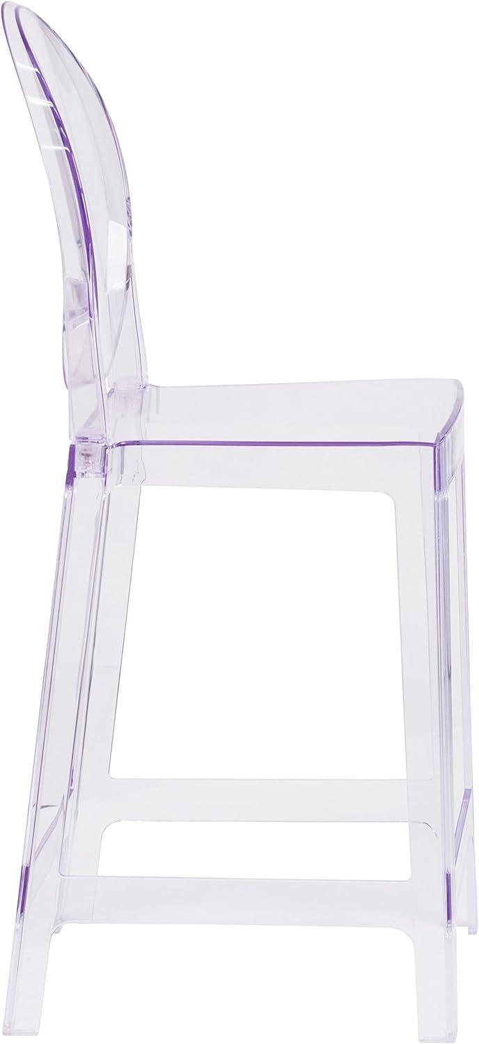 Flash Furniture Ghost Counter Stool with Oval Back in Transparent Crystal