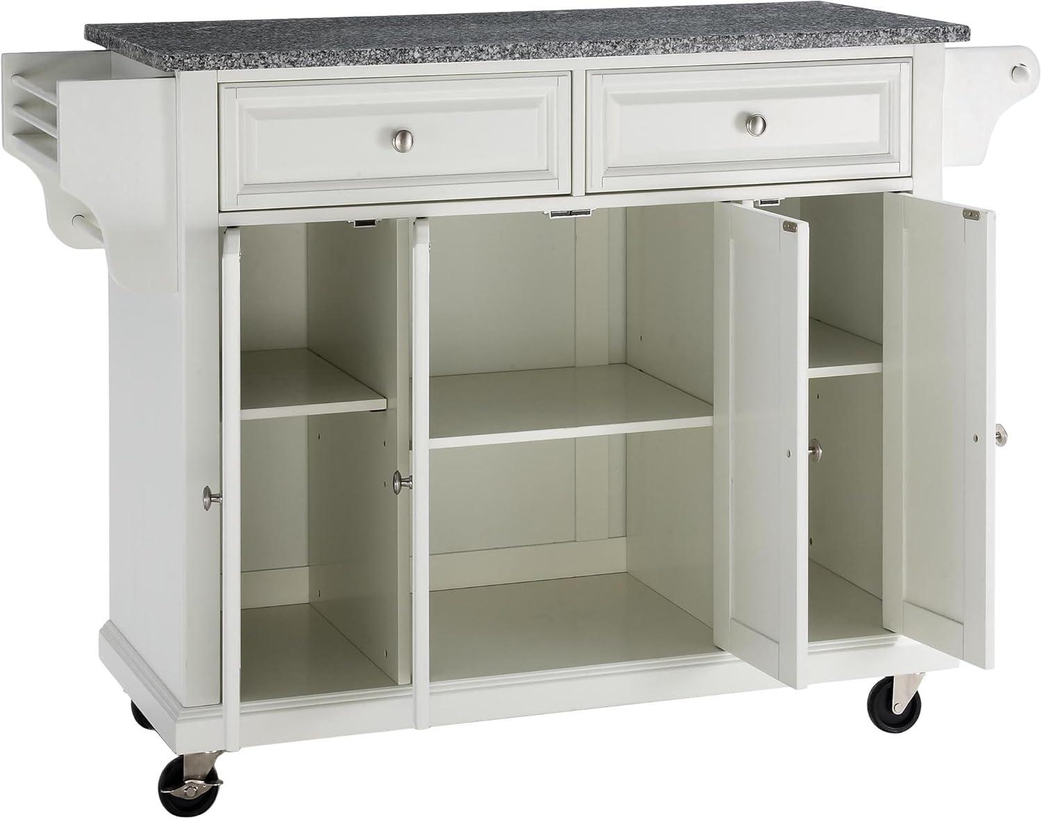 Crosley Furniture Wood/Solid Granite Kitchen Cart in White/Gray