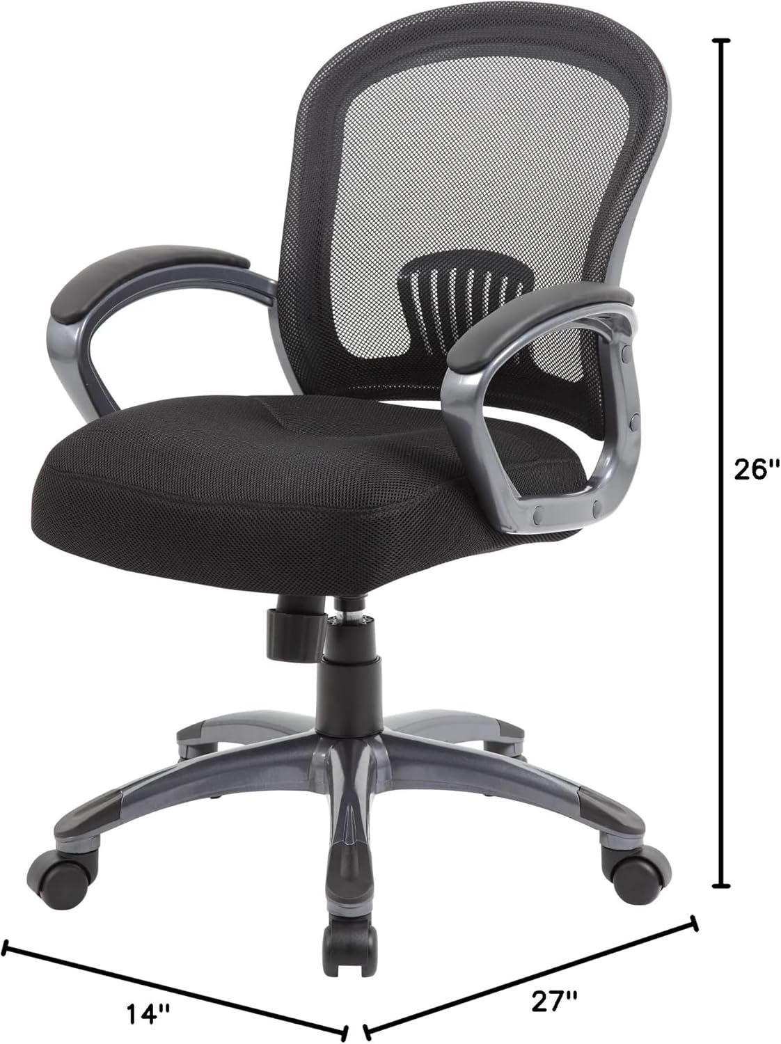 Ergonomic Mesh Task Chair Black - Boss: Swivel, Lumbar Support, Adjustable Height