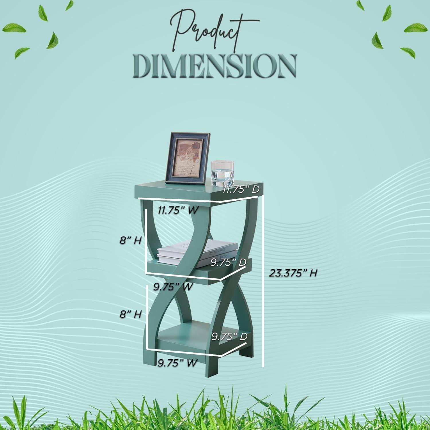 Lark Manor™ Aurianne 3 Tier End Table - Square End Table - Table for Bedroom - End Table with Shelves - Bedside Nightstand - Wooden Table Night Stand - 3 Shelf Small Bookshelf