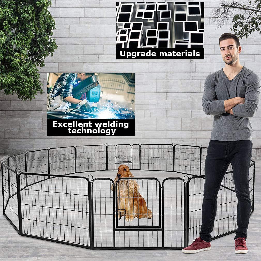 FDW Dog Playpen Pet Dog Fence 32" Height 16 Panels Metal Dog Pen Outdoor Exercise Pen with Doors for Large/Medium /Small Dogs Camping,Yard