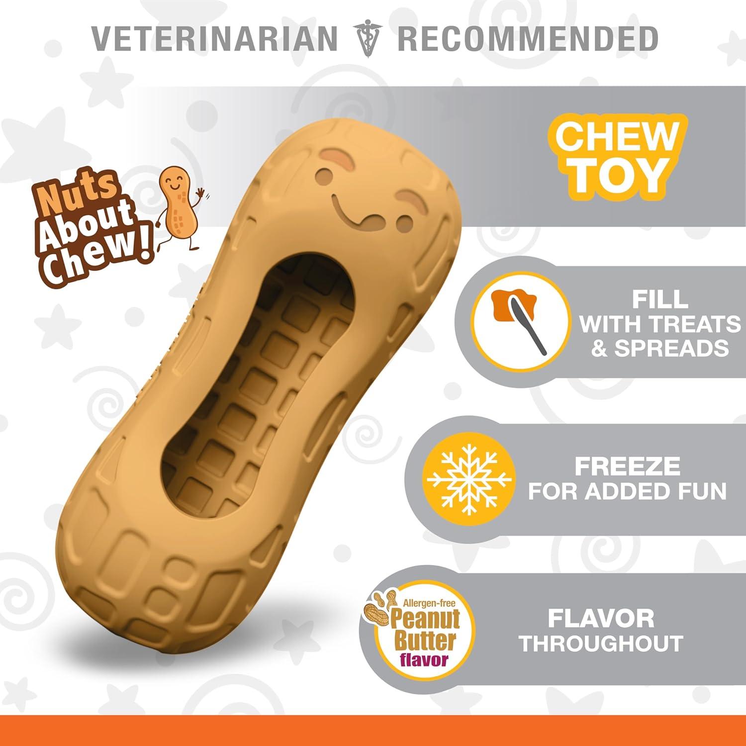 Nylabone Peanut Butter Wolf Treat Strong Chew Dog Toy