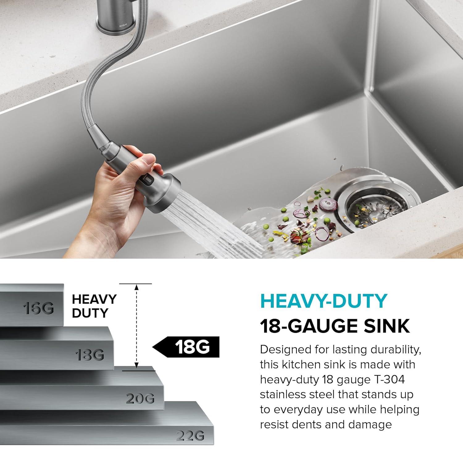 KRAUS Fairlane Undermount 18-Gauge Stainless Steel Kitchen Sink