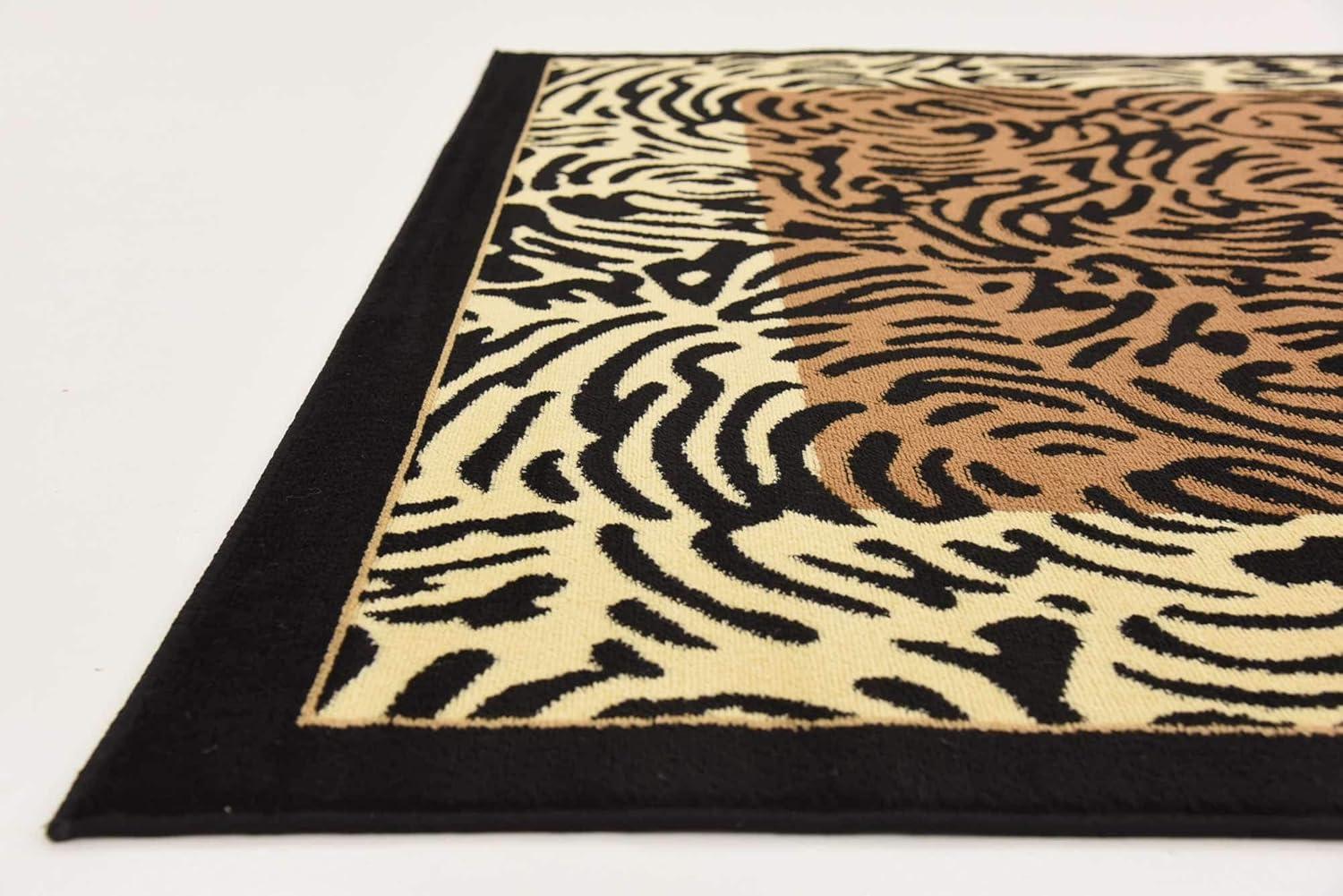 Wildlife Collection Light Brown and Black 6' x 9' Area Rug