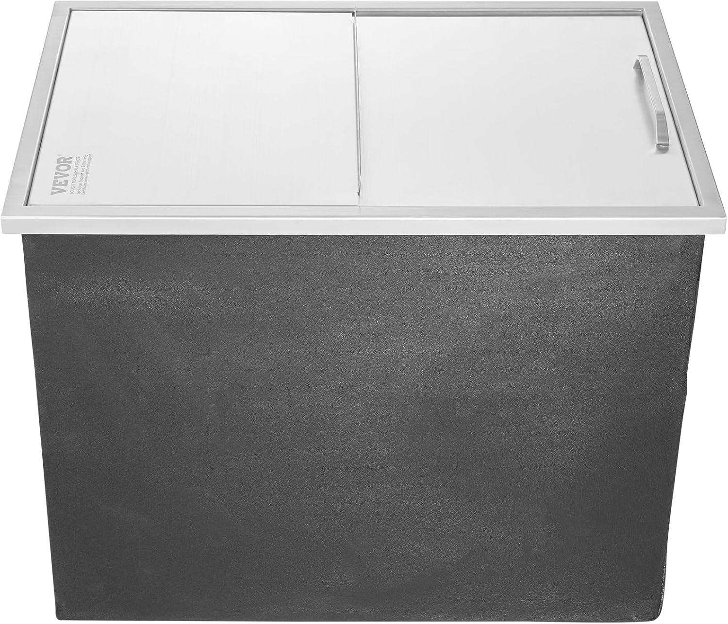 VEVOR 27" Stainless Steel Drop-In Ice Chest with Sliding Cover