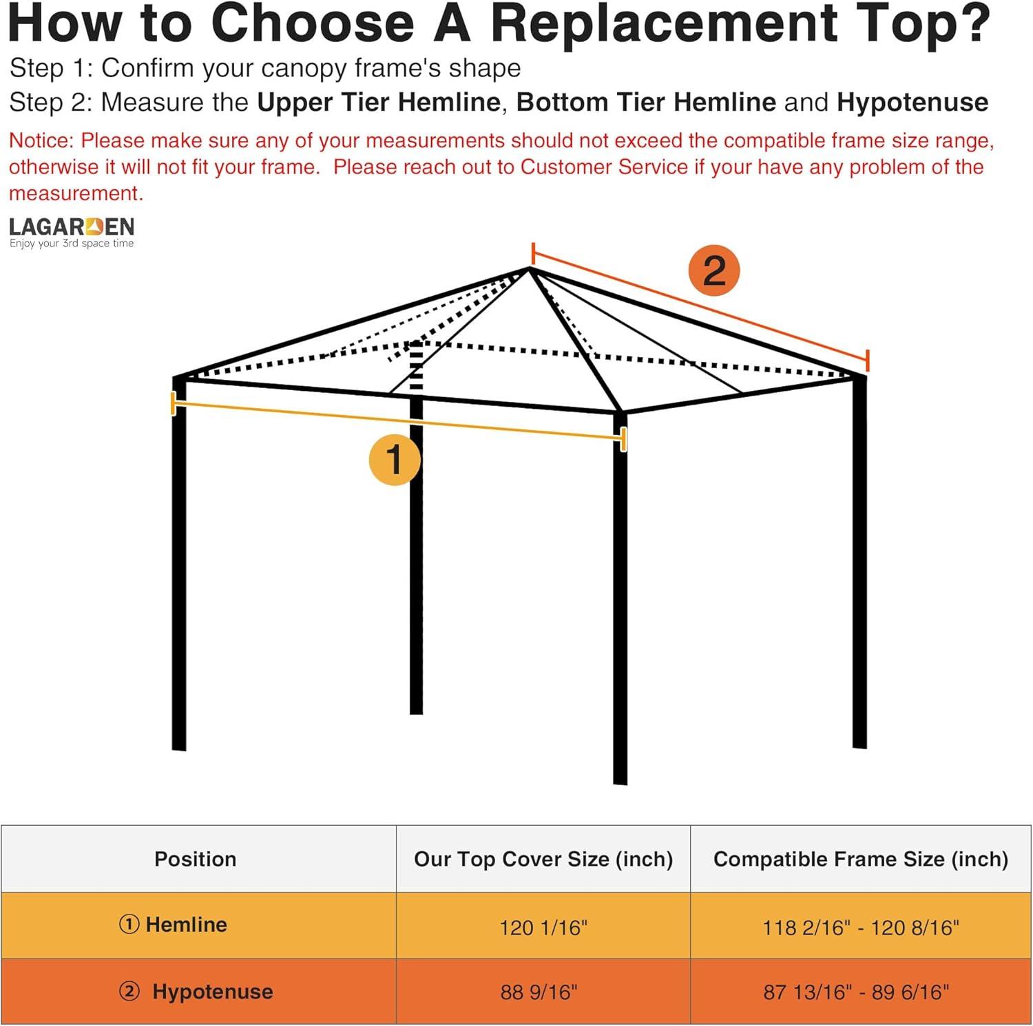 Yescom 10x10Ft Gazebo Top Replacement for beach cabanas for 1 Tier Outdoor Canopy Cover Patio Garden Yard Party Coffee Tan