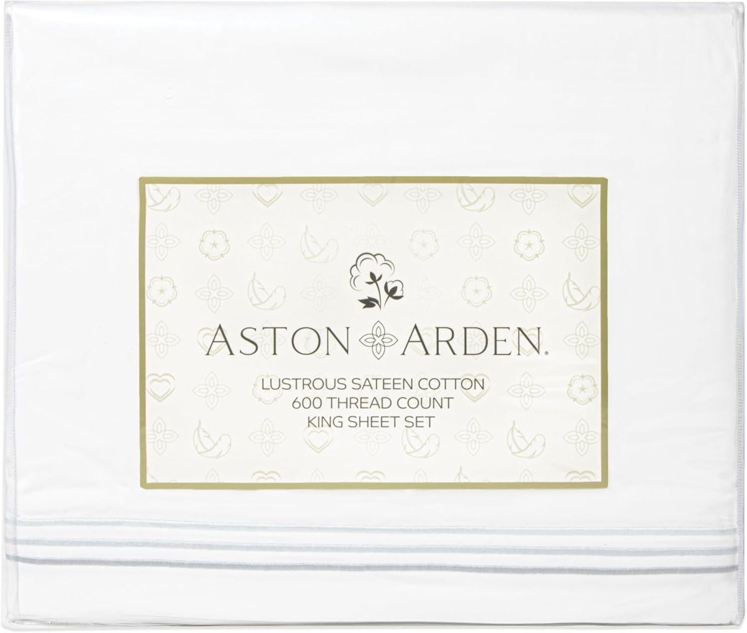 Aston & Arden Sateen Sheet Set (4 Pieces), 2 Pillowcases, 1 Flat Sheet, 1 Fitted Sheet