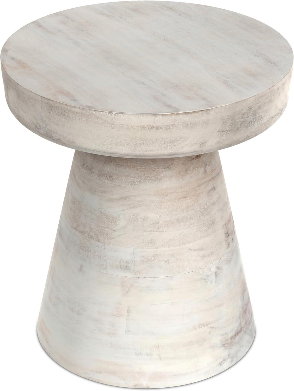 Simpli Home Robbie 16"W Solid Mango Wood Round Accent Table with Sculptural Design