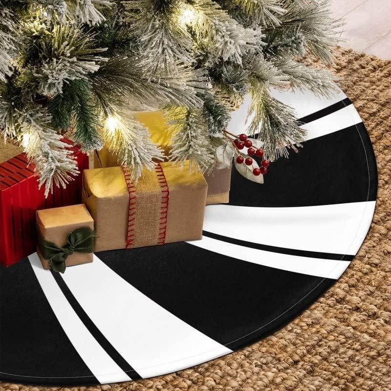 36 Inch Black and White Swirl Polyester Christmas Tree Skirt