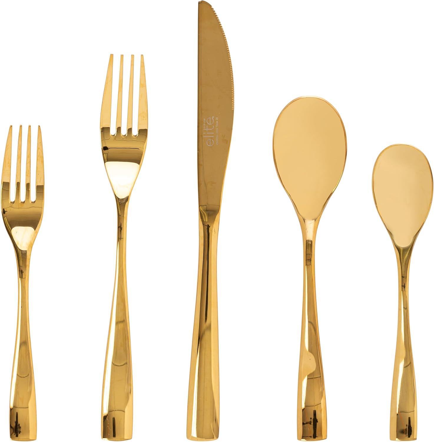 Gibson Elite Holland Road 20 Piece Gold Stainless Steel Flatware Set