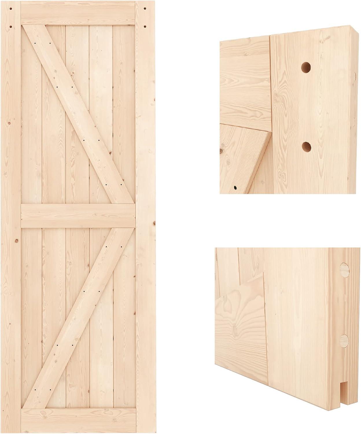 30'' x 84'' Unfinished Natural Spruce Wood Barn Door Slab