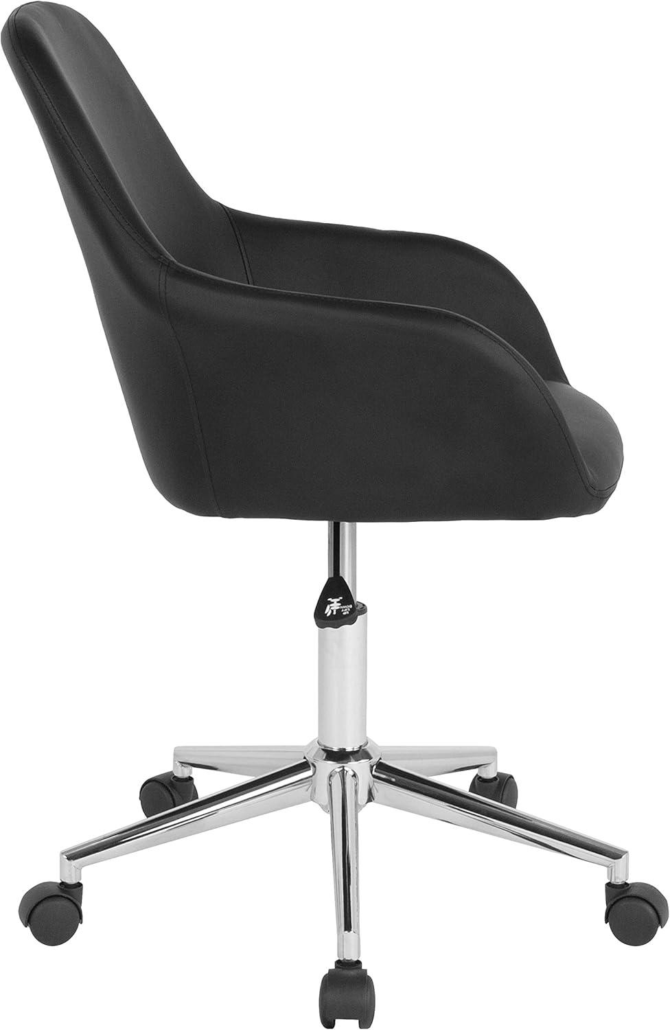 Black LeatherSoft Mid-Back Ergonomic Swivel Task Chair