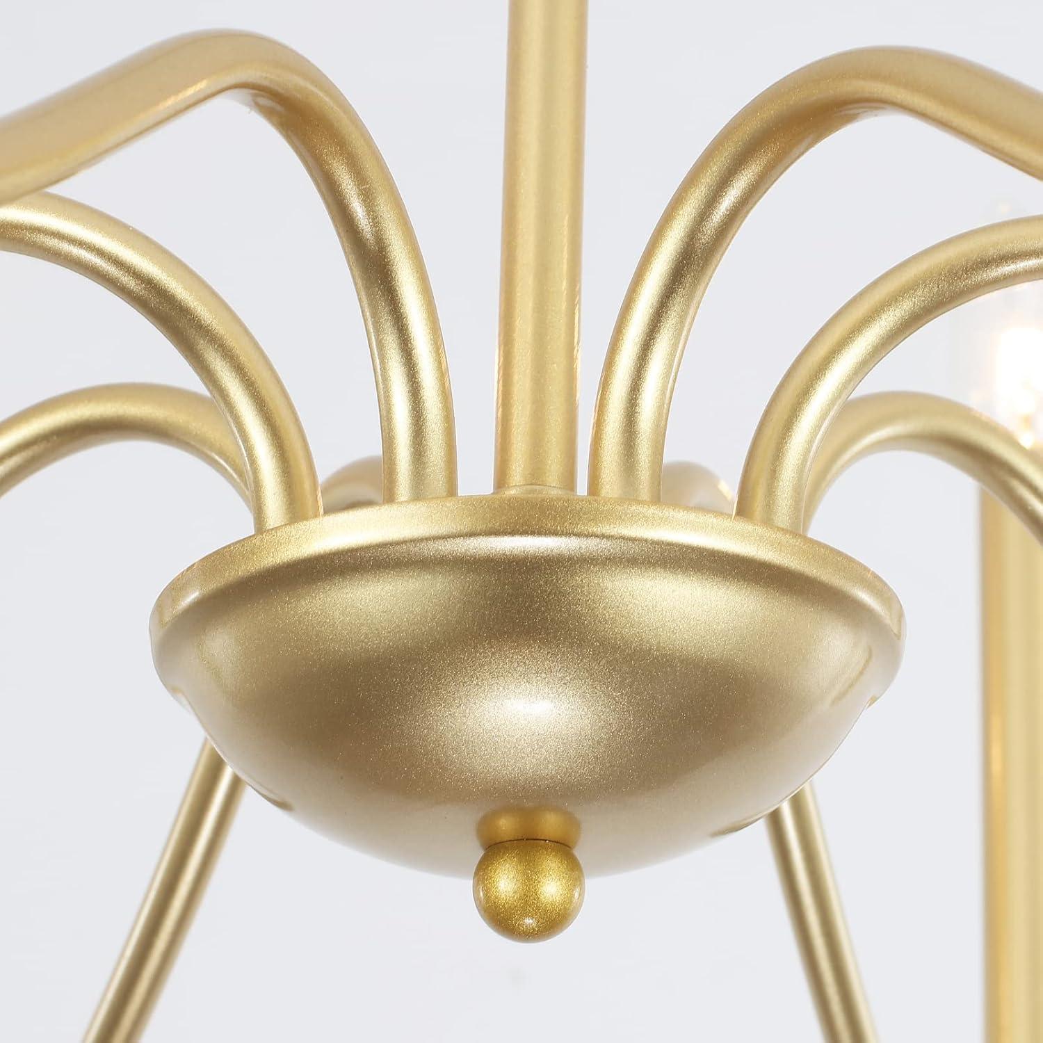 Generies Antique Gold Farmhouse Chandelier, 8 Light Rustic Lighting Fixture Modern Industrial Candle Ceiling Light for Dining Room, Bedroom, Foyer, Living Room, Kitchen Island, Entryway