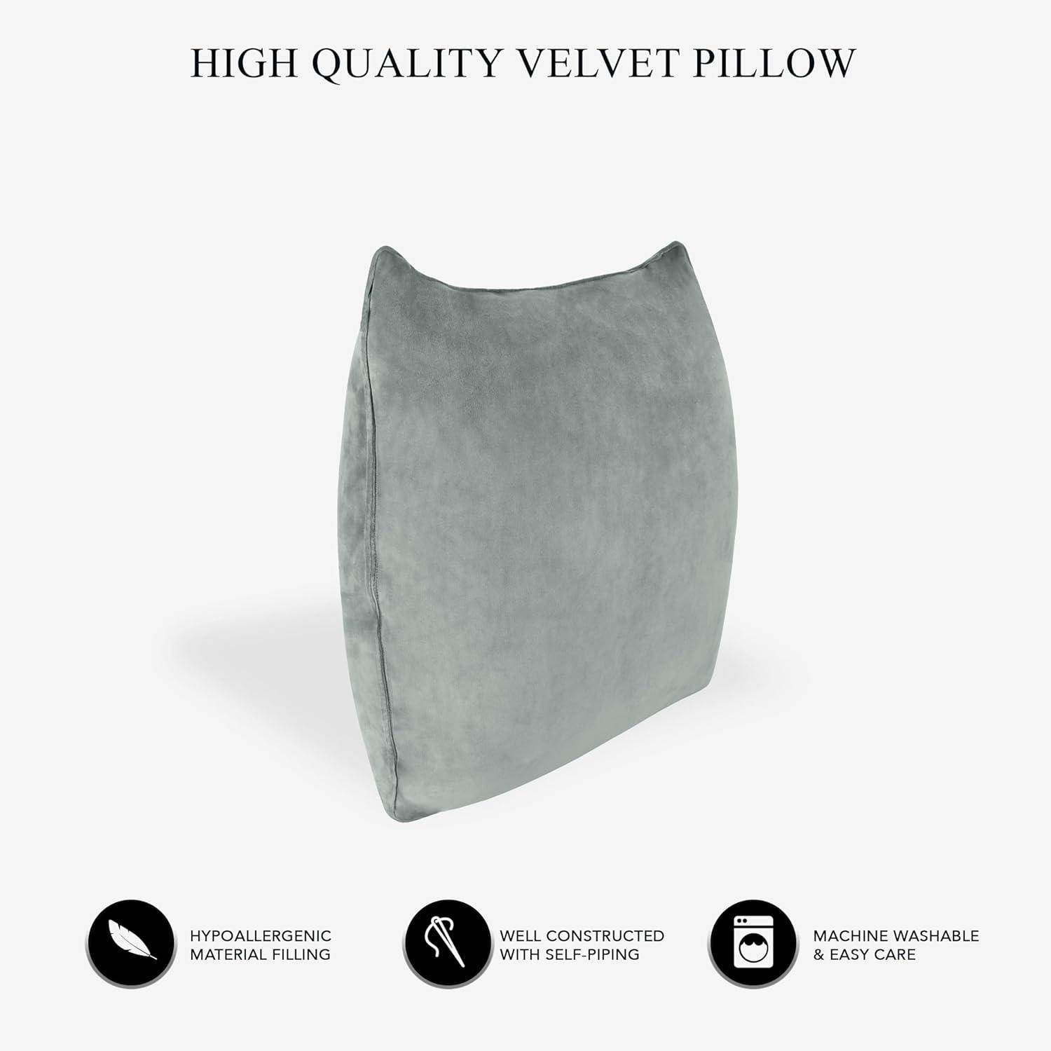 Dove Grey Velvet Hypoallergenic Down Alternative Pillow 12"x20"