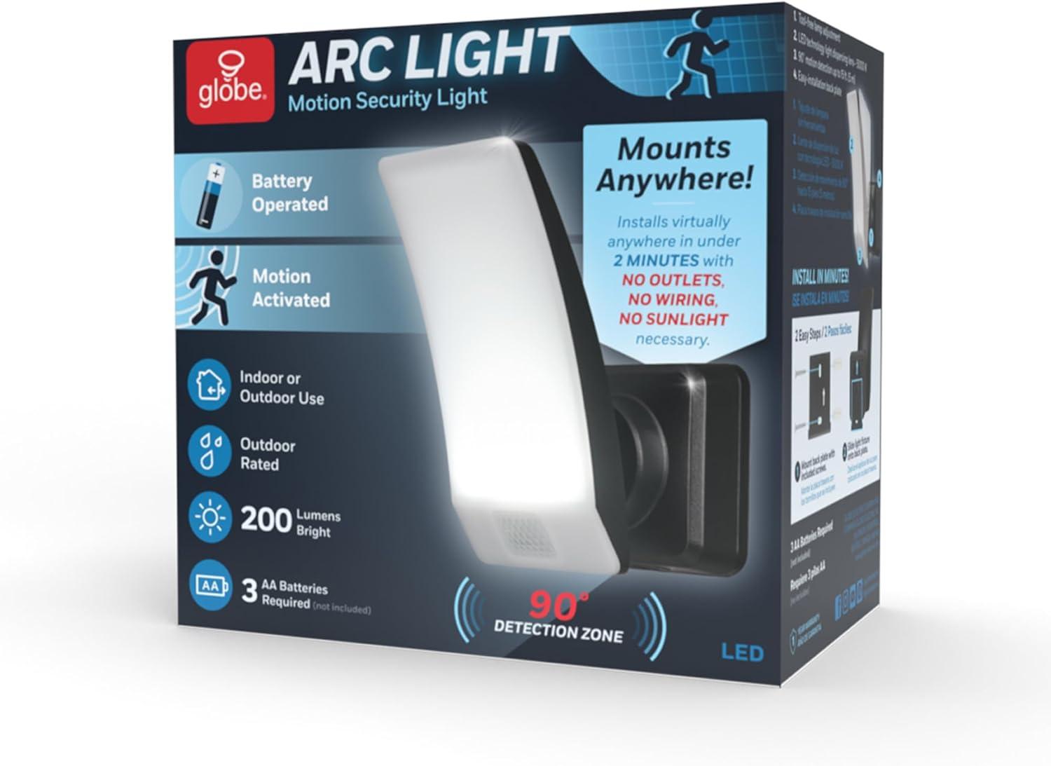 Black and White Rectangular LED Battery Powered Security Flood Light