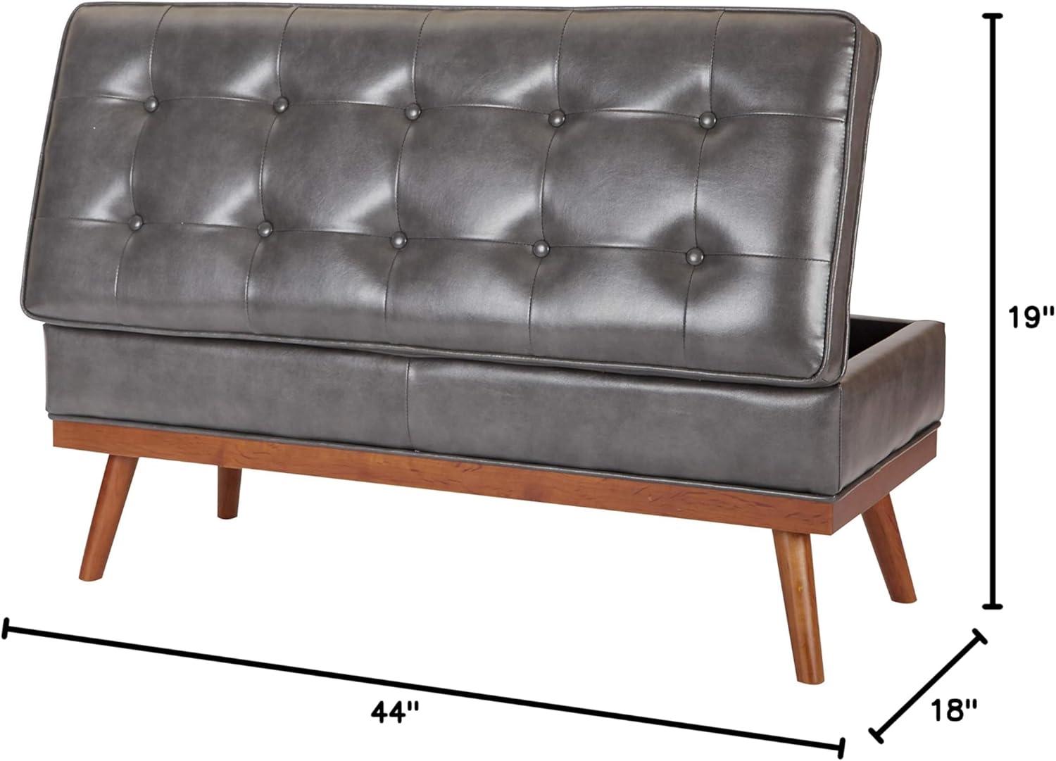 Katheryn Storage Bench Green - OSP Home Furnishings: Mid-Century Modern Ottoman, Plywood Frame, Polyester Upholstery