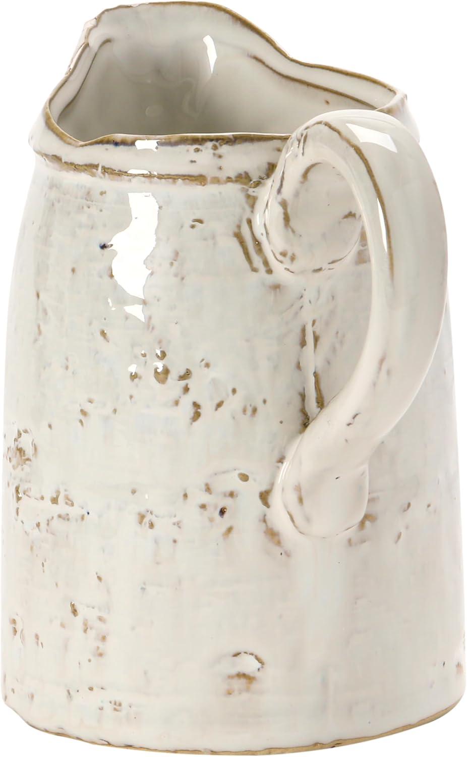 Creative Co-Op 28 oz. Stoneware Pitcher, Reactive Glaze, White (Each One Will Vary)