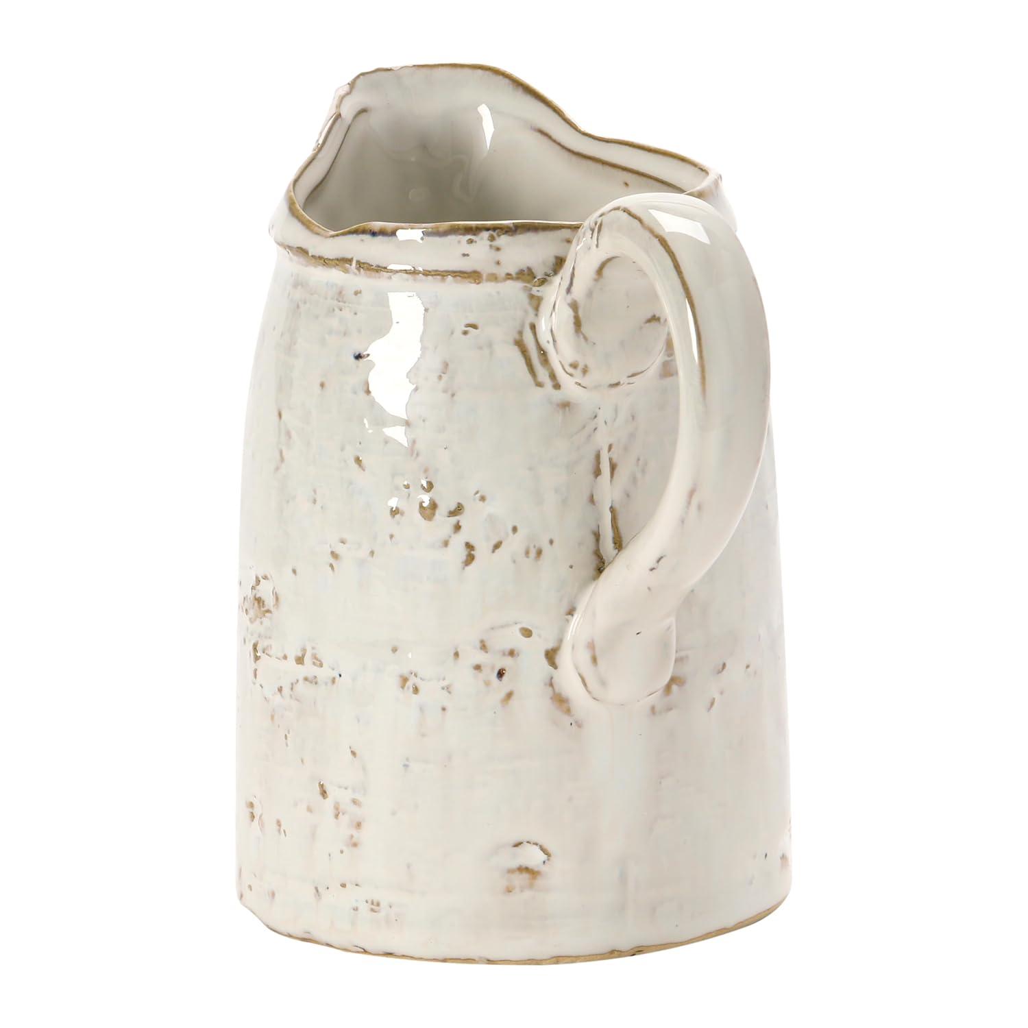 Storied Home 28 oz. Stoneware Pitcher, Reactive Glaze, White (Each One Will Vary)
