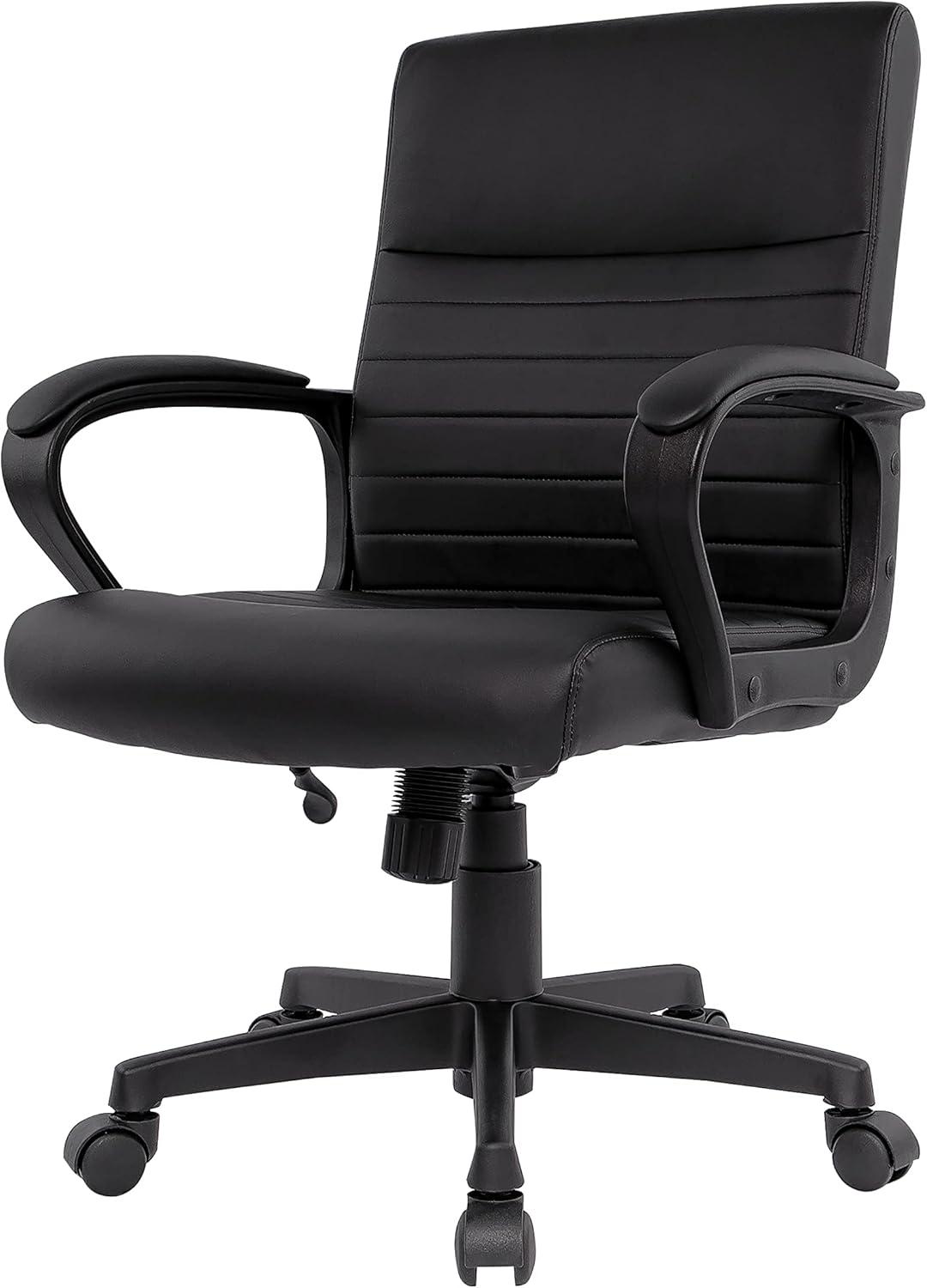 24396771 Leather Mid-Back Manager Chair, Black