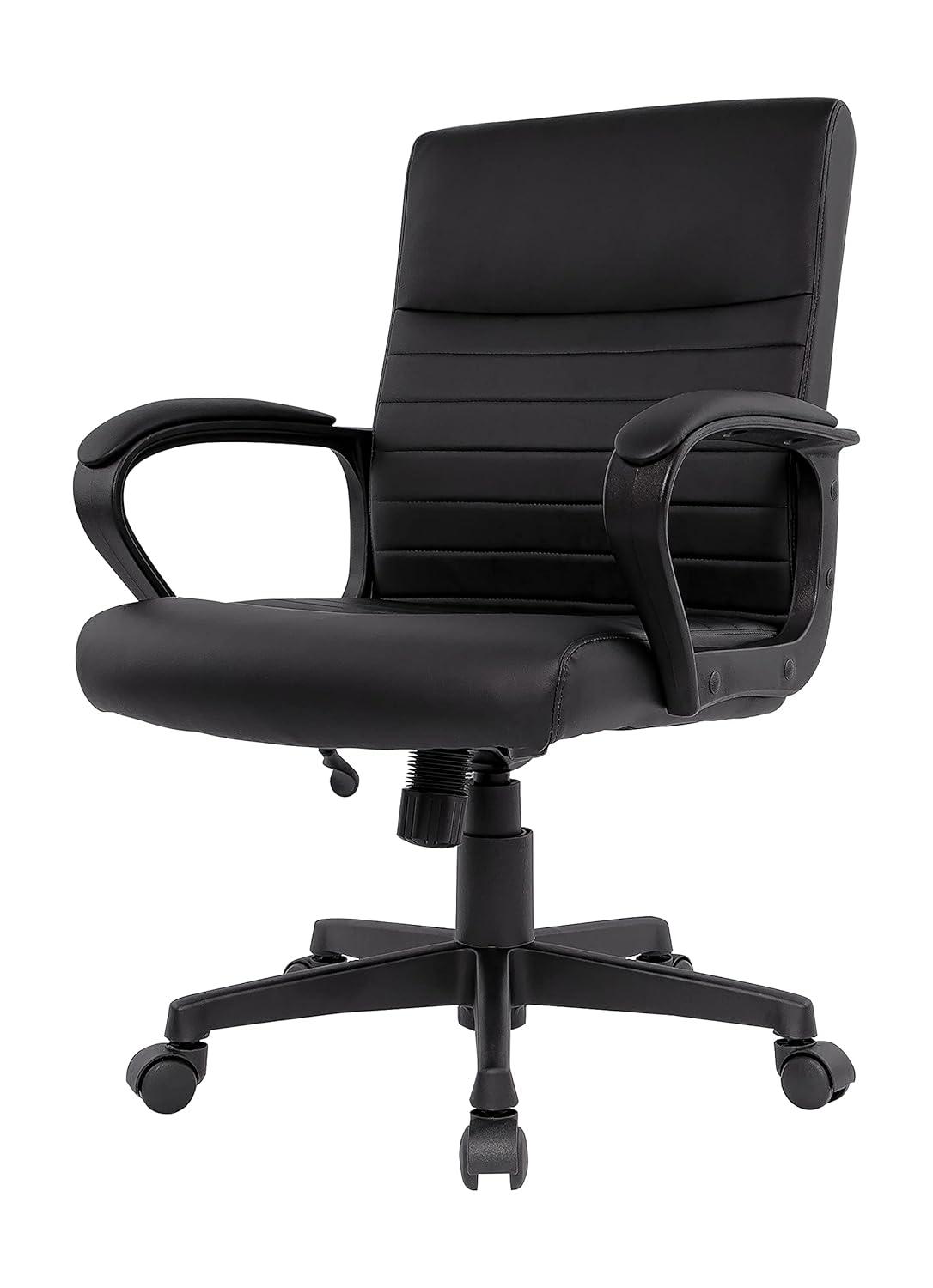 24396771 Leather Mid-Back Manager Chair, Black