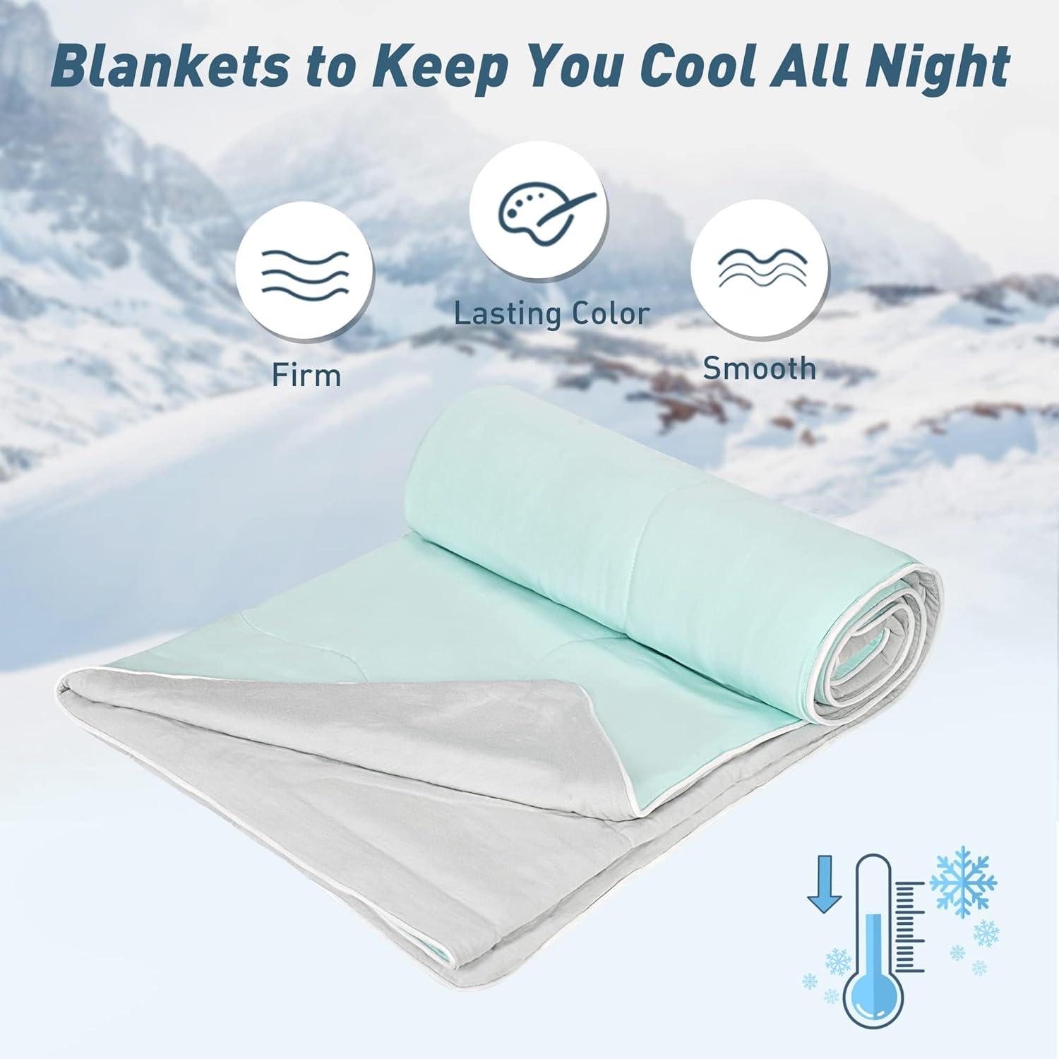 Catalonia Reversible Cooling Blanket, Lightweight Summer Comforter for Hot Sleepers, Silky Soft Summer Duvet Throw Size, 50 x 60 inches, Soft Breathable