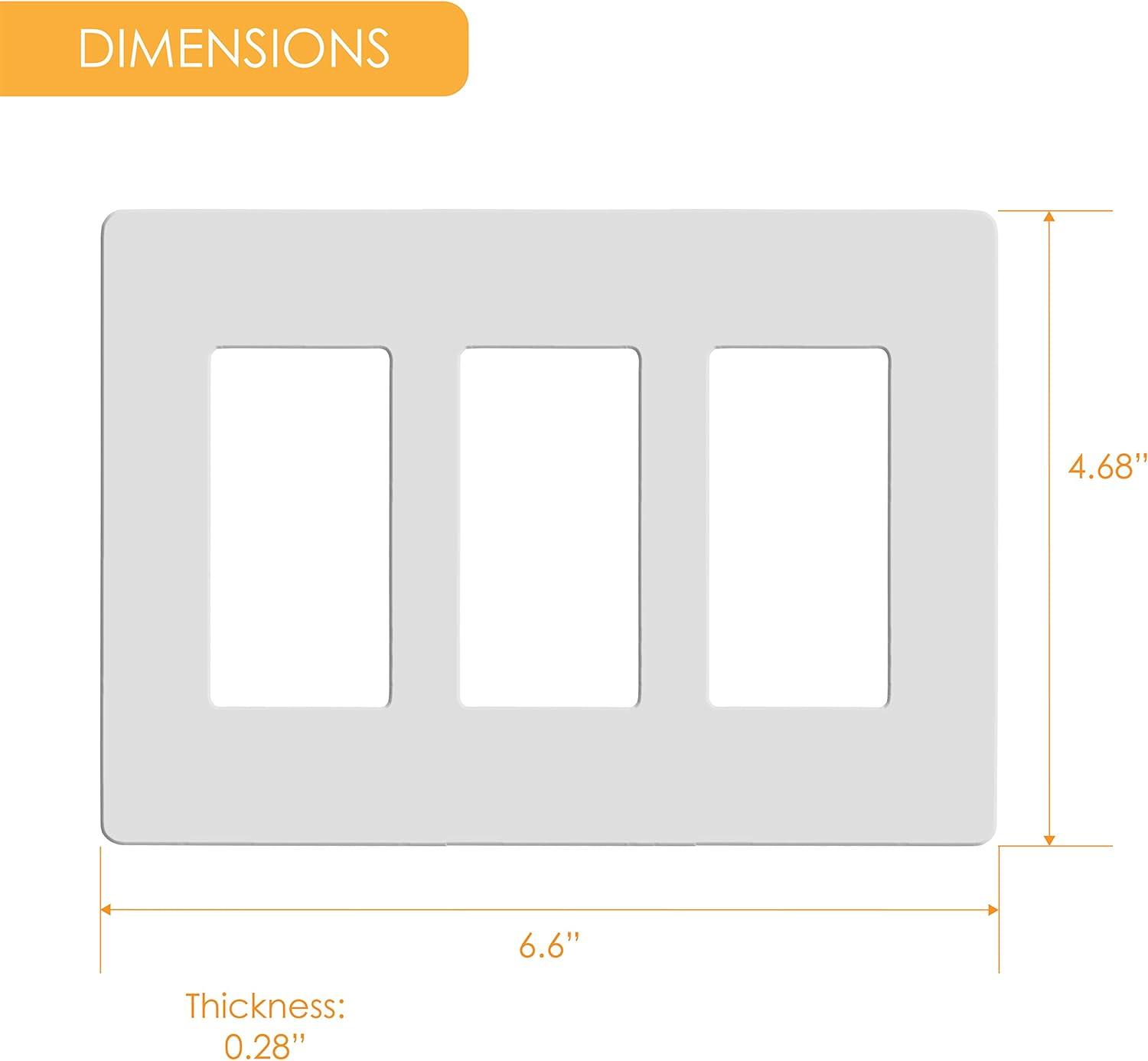 White Polycarbonate 3-Gang Screwless Decorator Wall Plate