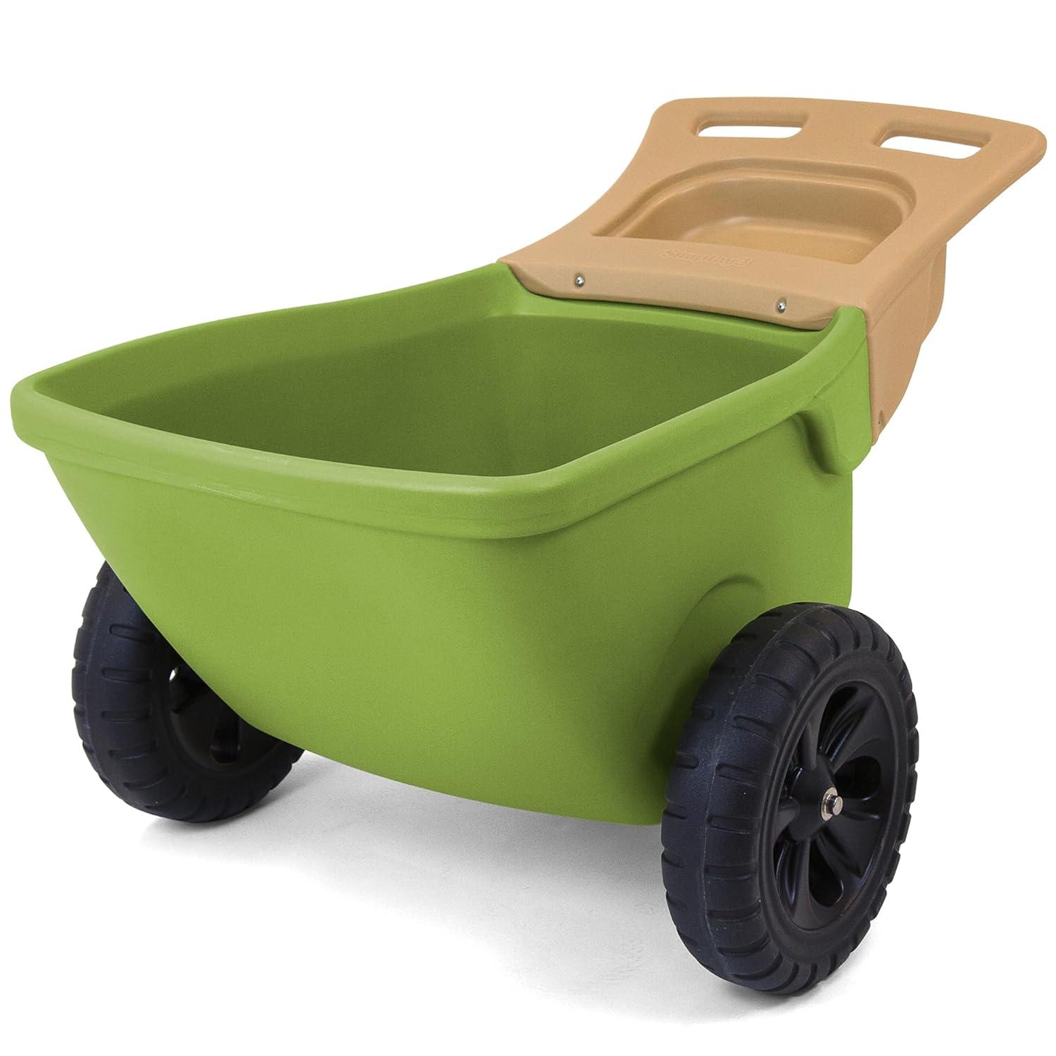 Simplay3 Easy Haul Durable Wheelbarrow with Garden Tool Storage Tray - Large Easy Turn Wheels - Gray - Made in USA