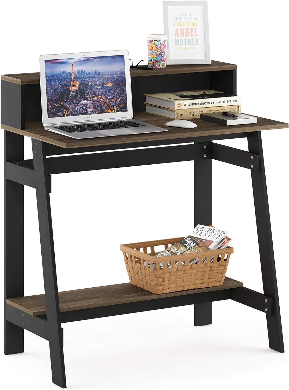 Columbia Walnut A-Frame Foldable Computer Desk with Drawer