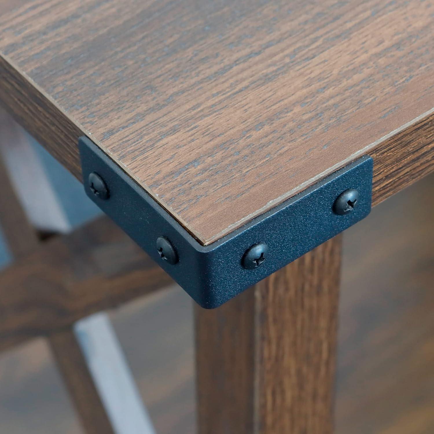 Dark Walnut Farmhouse X-Frame 2-Tier Side Table