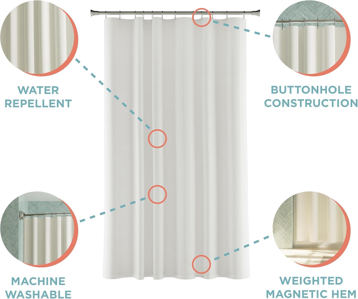 Water Repellent Fabric Shower Curtain Liner, White - Zenna Home