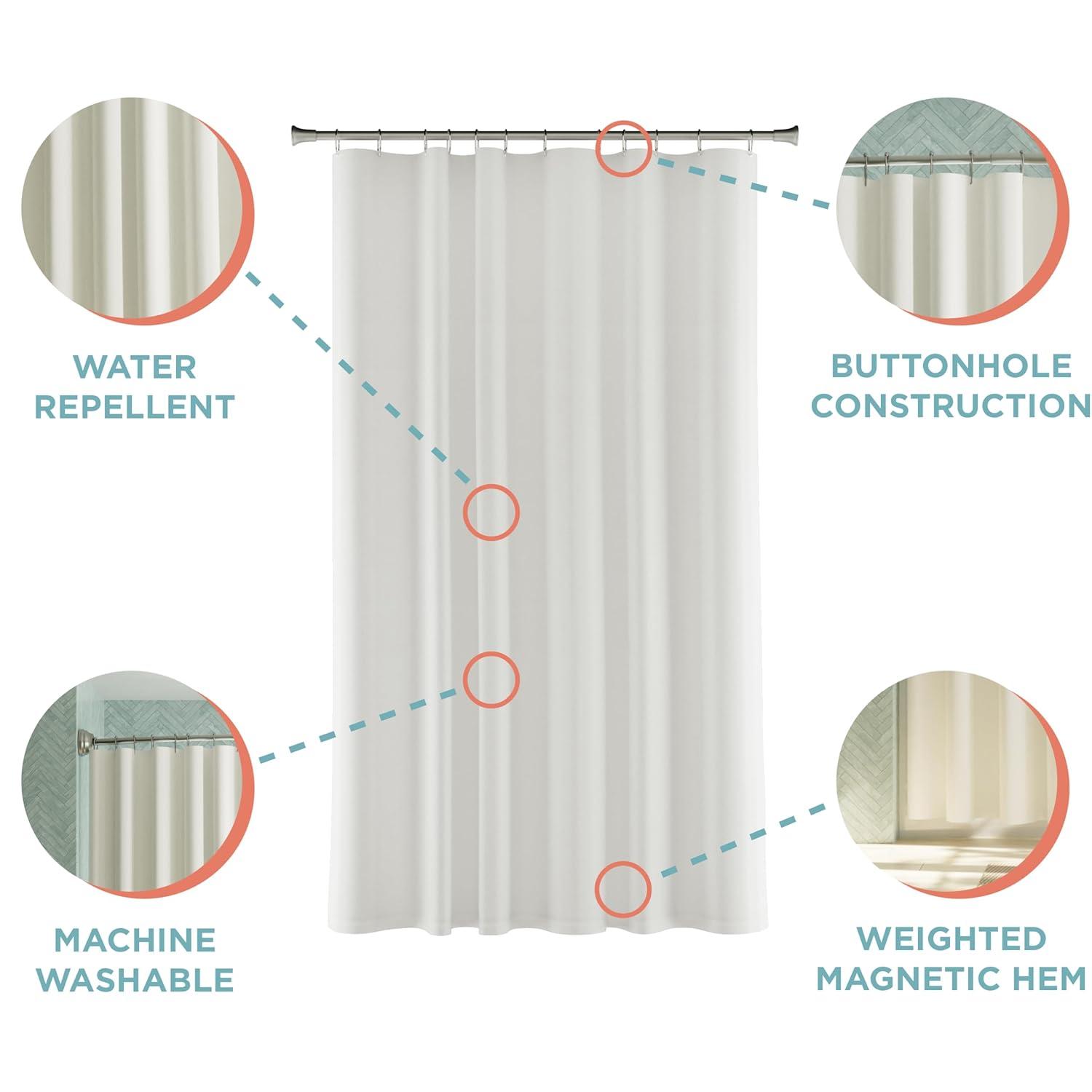 Water Repellent Fabric Shower Curtain Liner, White - Zenna Home