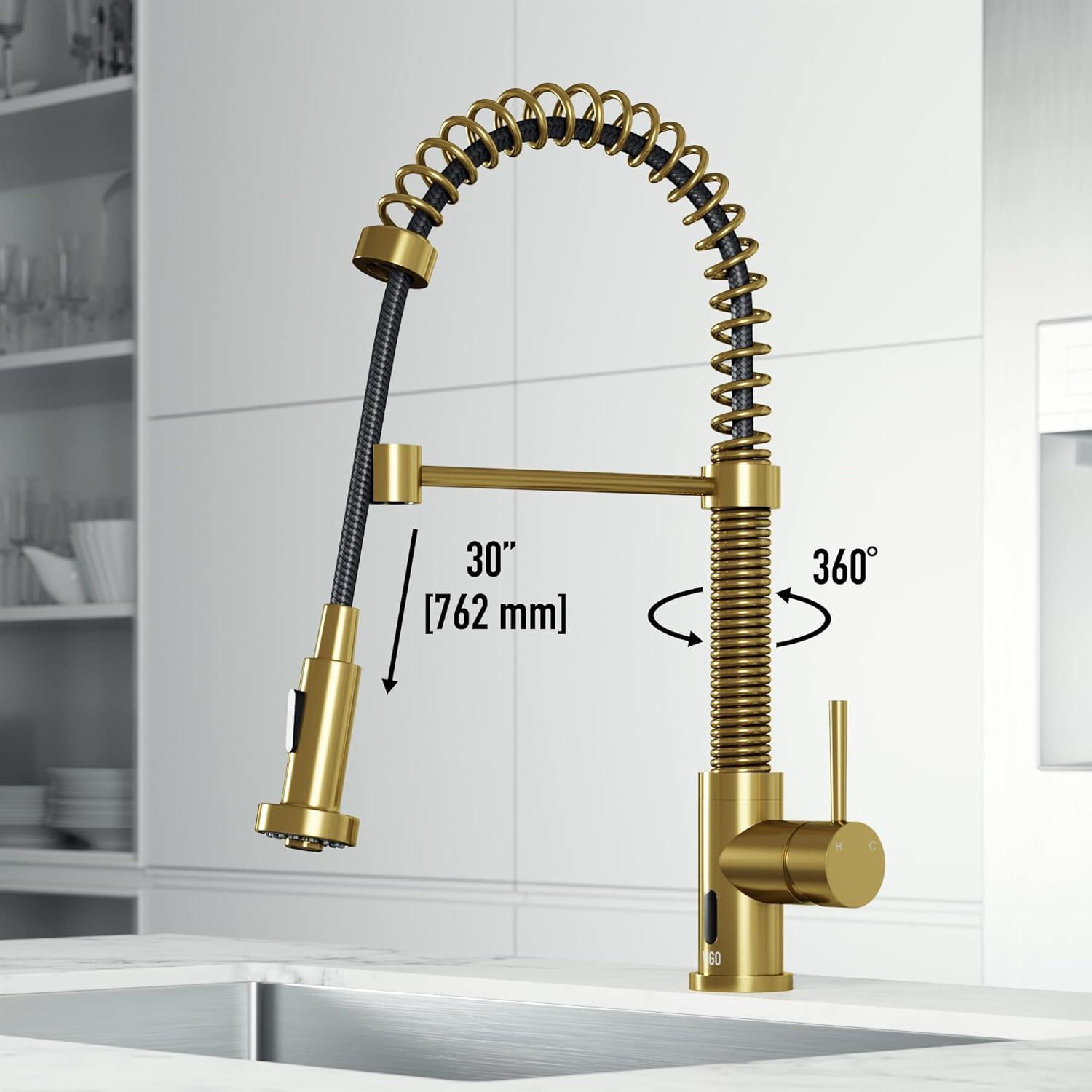 Matte Brushed Gold Touchless Pull-Down Kitchen Faucet