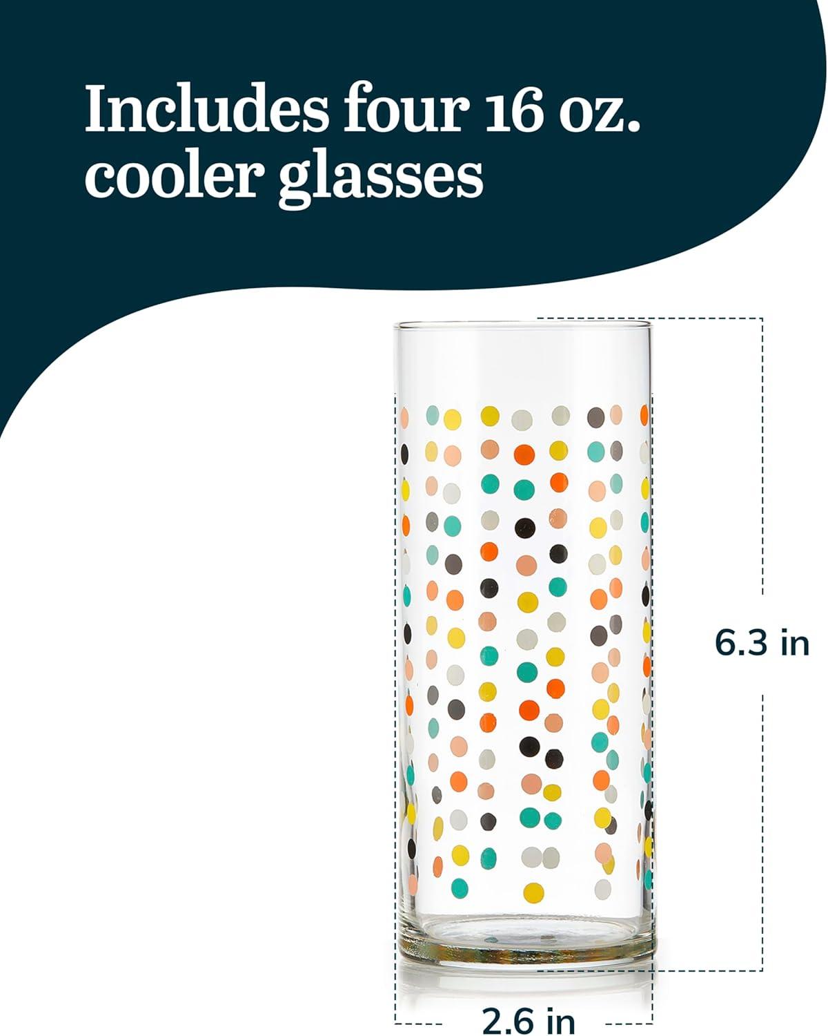 Libbey Libbey Vintage Flower Power Party Dots Cooler Glasses, 16 oz. (Set of 4)