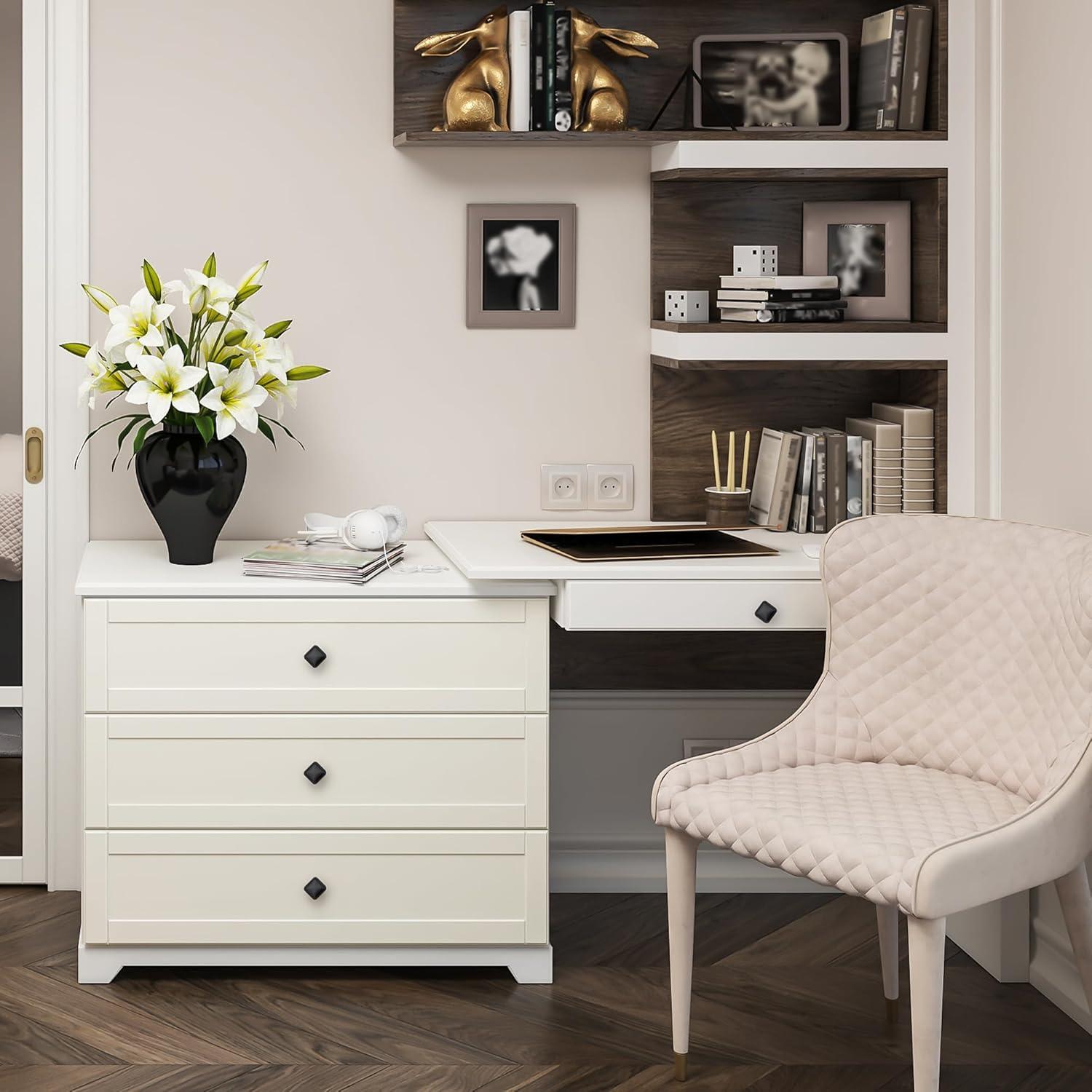 Single Hole Drawer Knobs - 10 Pack Black Cabinet Knobs - Square Dresser Knobs Dresser Handles Closet Door Knobs - Kitchen Cabinet Knobs - Cabinet Hardware