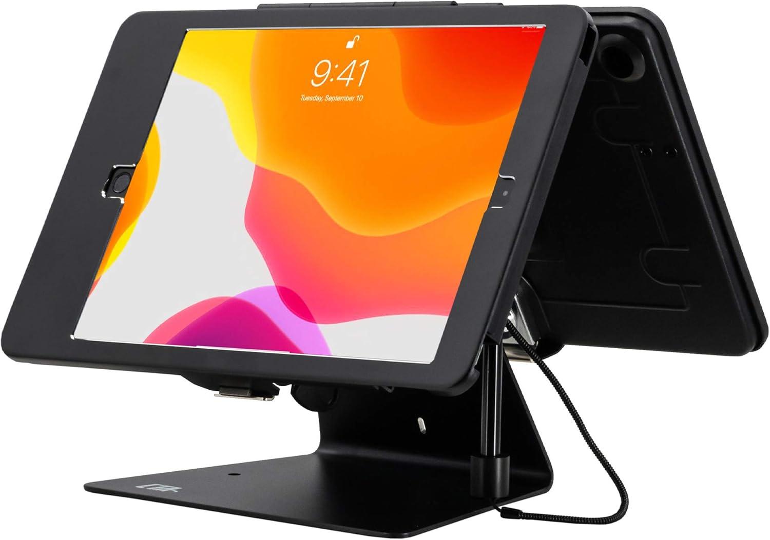 Black Dual Tablet Kiosk Stand with Lockable Enclosures