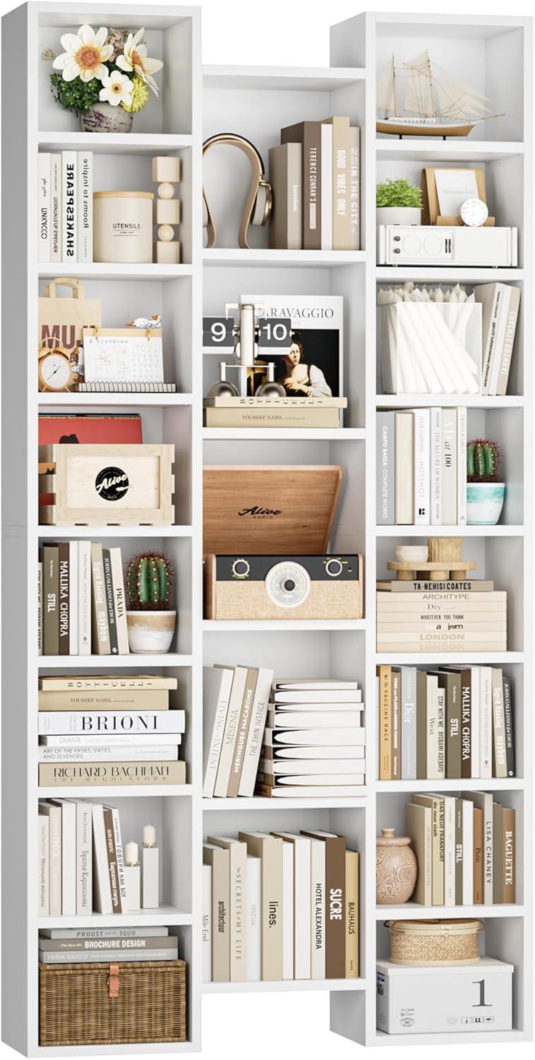 Latitude Run® Triple Wide 8 Tier Media Storage Tower Rack, 71" Tall Bookshelf Black Bookshelf