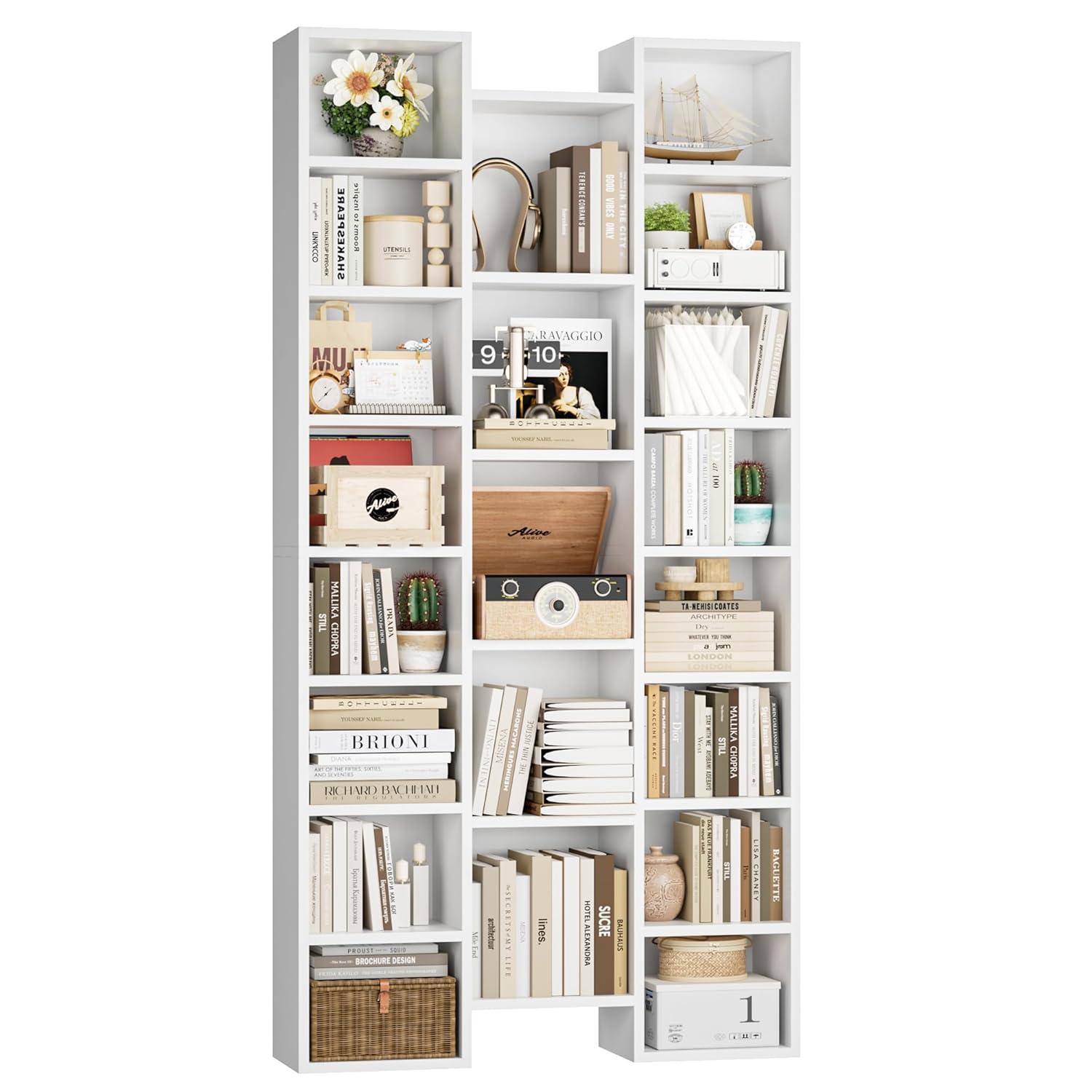 Latitude Run® Triple Wide 8 Tier Media Storage Tower Rack, 71" Tall Bookshelf Black Bookshelf