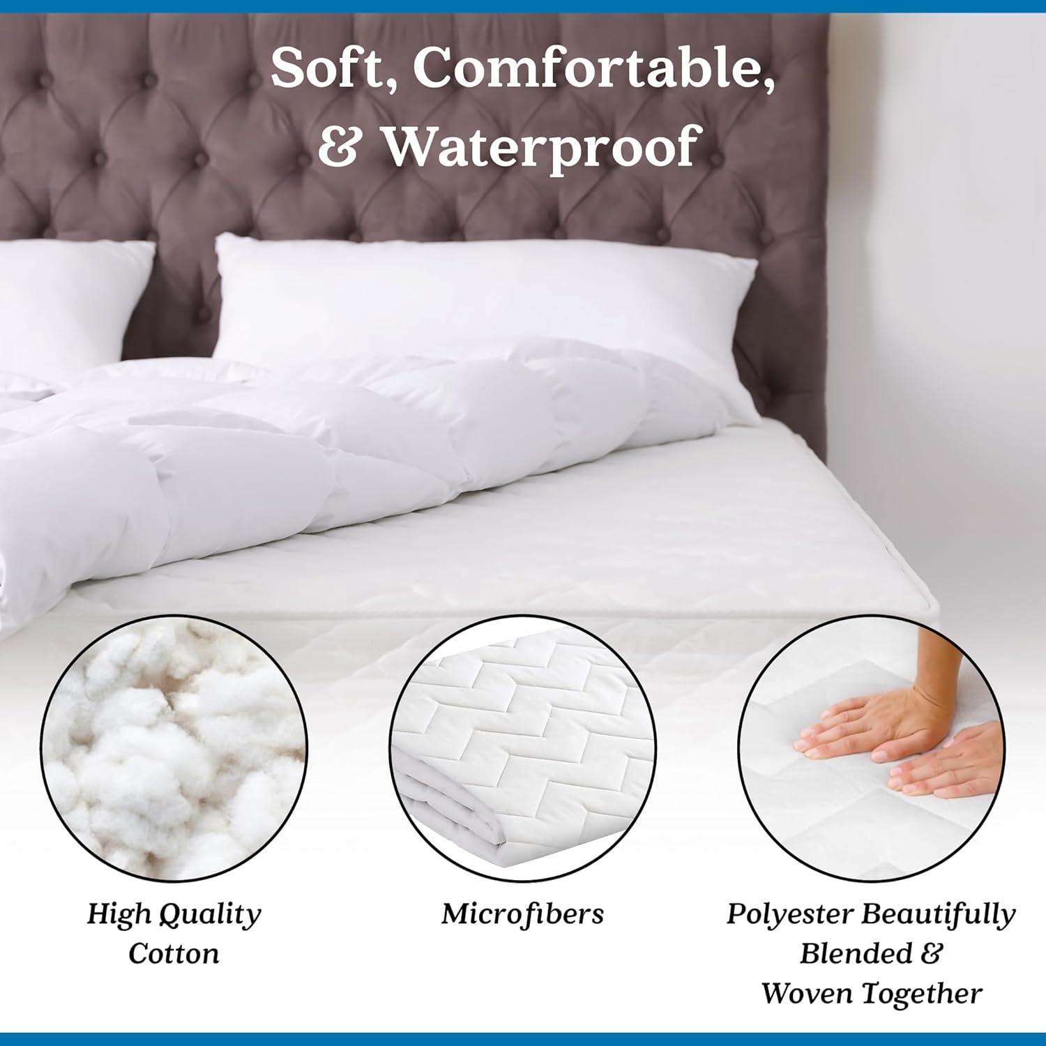 Waterguard Waterproof Quilted Mattress Pad Protector – White