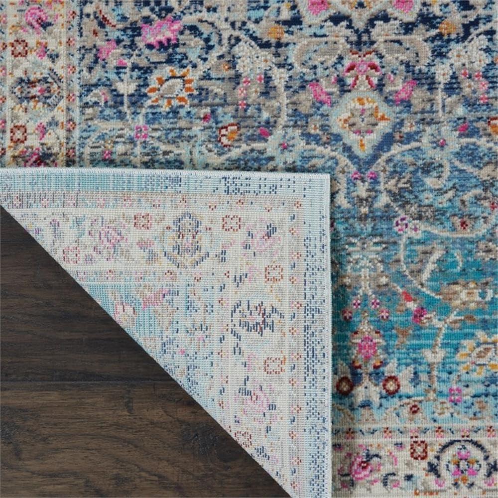 Nourison Vintage Kashan VKA01 Blue/Ivory/Orange Indoor Area Rug - 2'4 x 8'