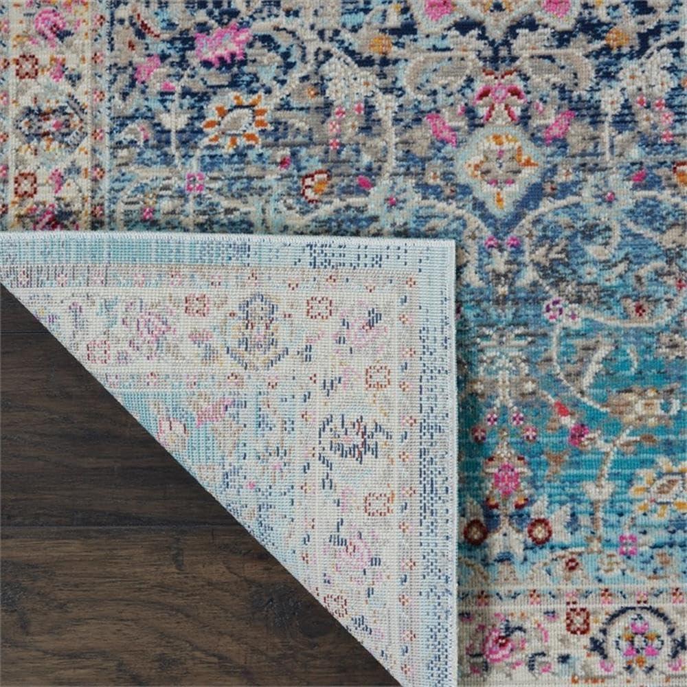 Nourison Vintage Kashan VKA01 Blue/Ivory/Orange Indoor Area Rug - 2'4 x 8'