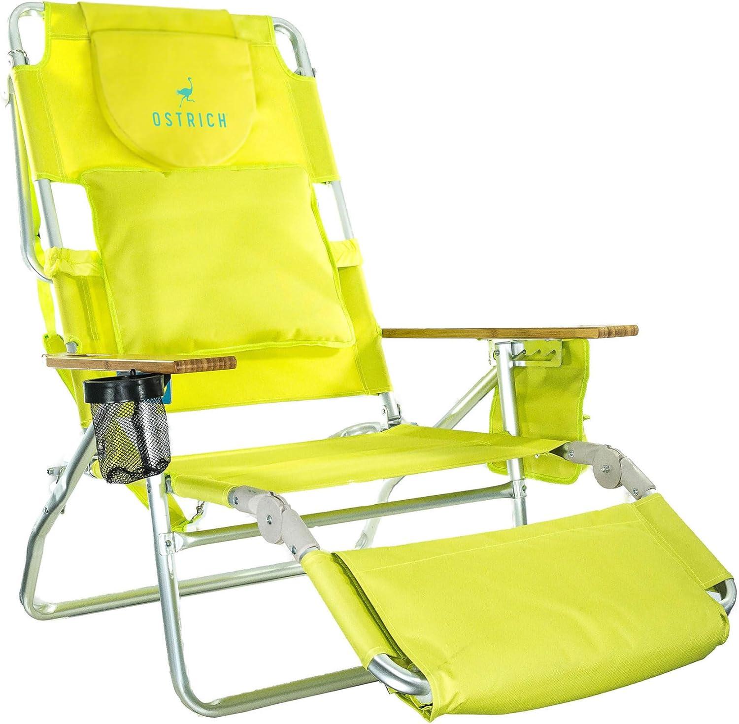 Ostrich Deluxe Padded Lightweight Portable Adjustable Outdoor Reclining Folding Chair with Footrest