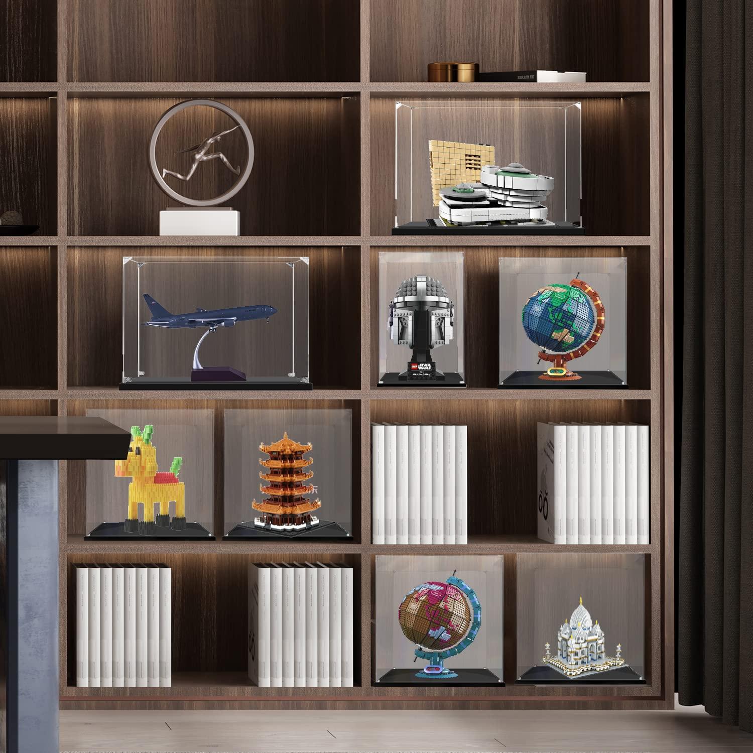 Acrylic Display Case for Collectibles Assemble Clear Acrylic Display Box for Lego Alternative Glass Case for Showcasing Figures Doll Toys Home Storage(6x6x10 inch, 15x15x25 cm)