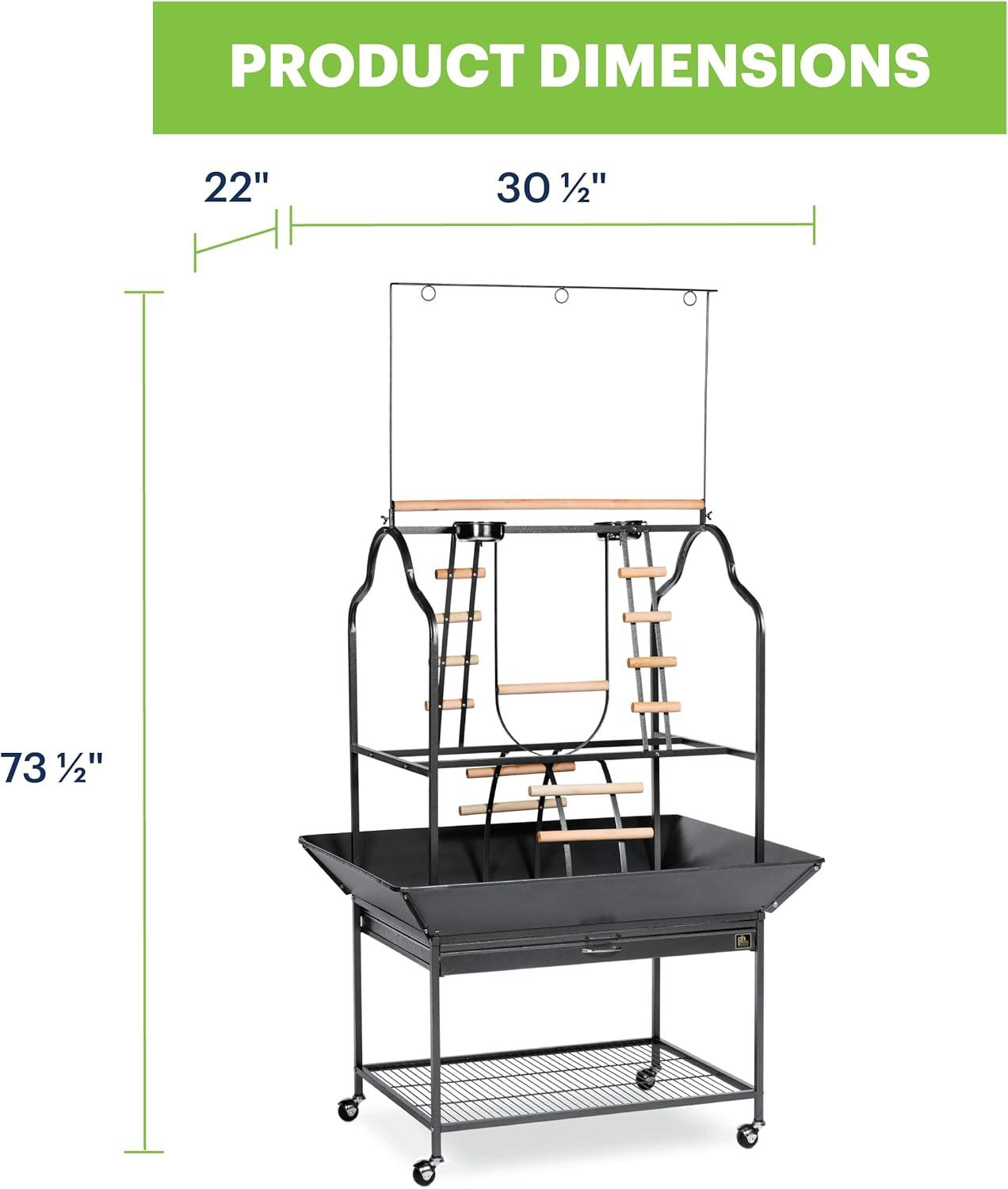 Black Hammertone Metal Parrot Playstand with Perches and Ladders