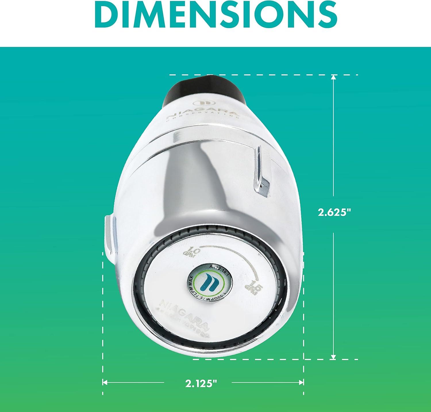 Niagara Conservation N2610CH Bi-Max 1-Spray with 1.0-1.5 GPM 2.125-in. Wall Mount Adjustable Fixed Shower Head in Chrome, 1-Pack | Bathroom Shower Head Sprayer with Pressure Compensation