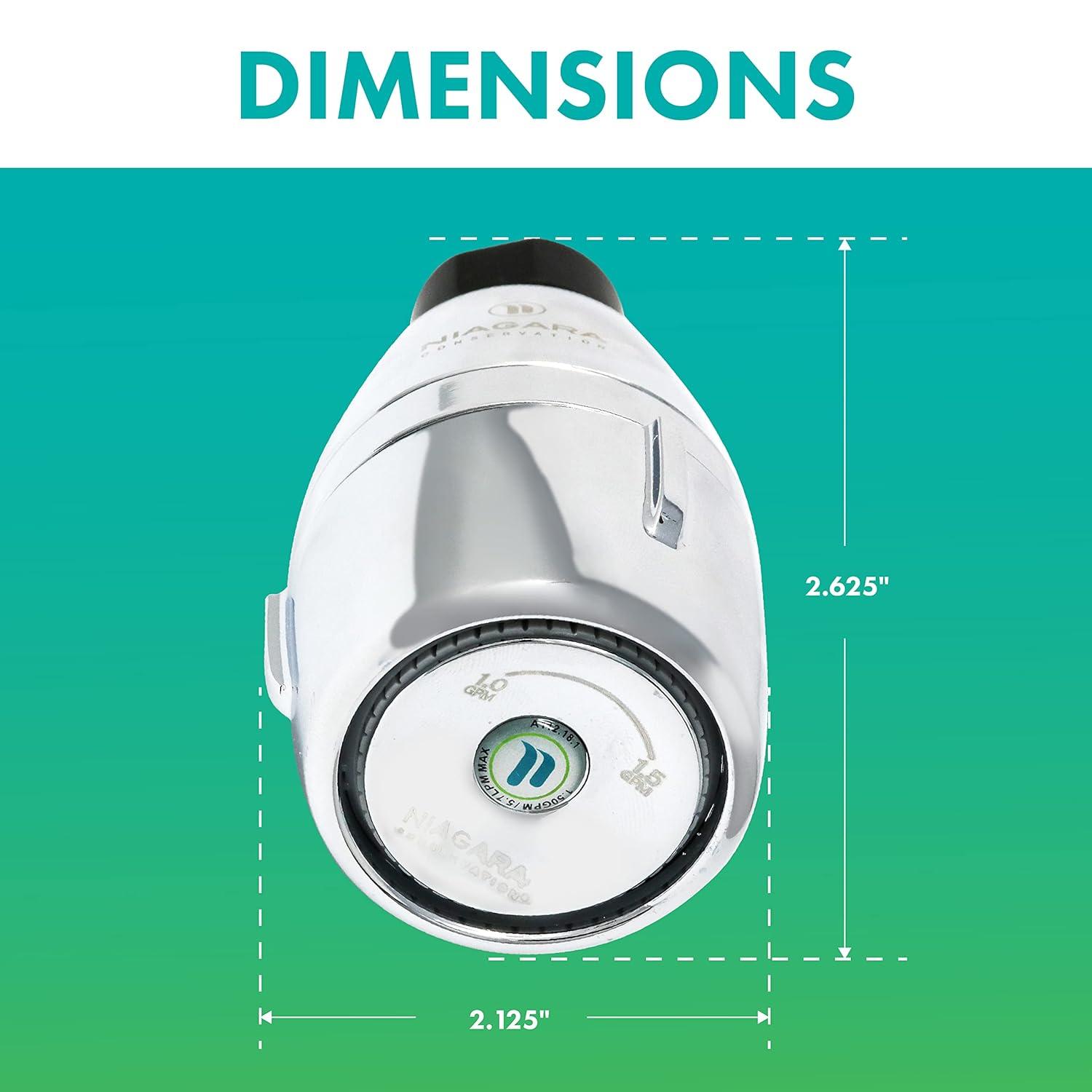 Niagara Conservation N2610CH Bi-Max 1-Spray with 1.0-1.5 GPM 2.125-in. Wall Mount Adjustable Fixed Shower Head in Chrome, 1-Pack | Bathroom Shower Head Sprayer with Pressure Compensation