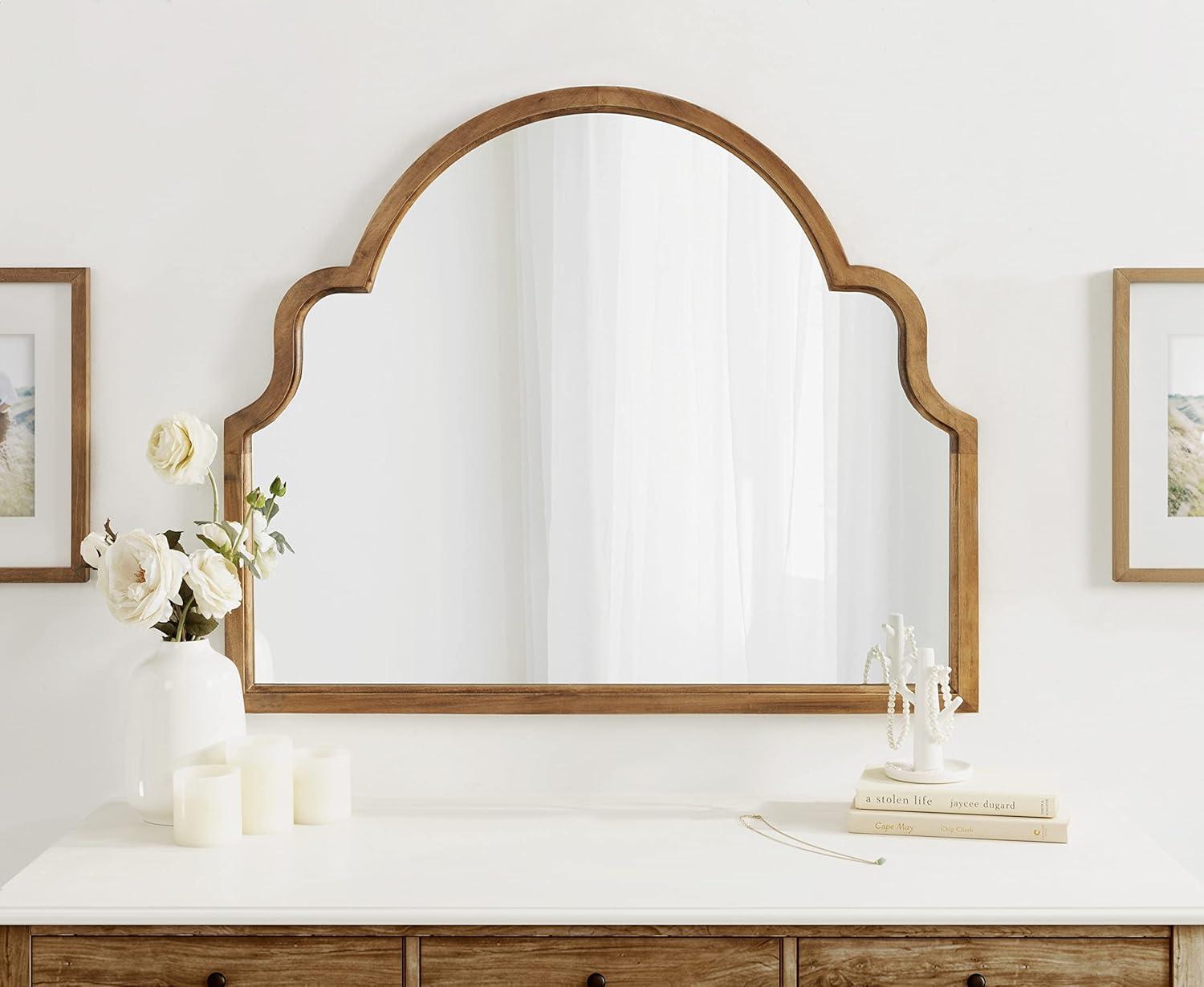 Kate and Laurel Hogan Wood Arch Mirror, 36x30, Rustic Brown