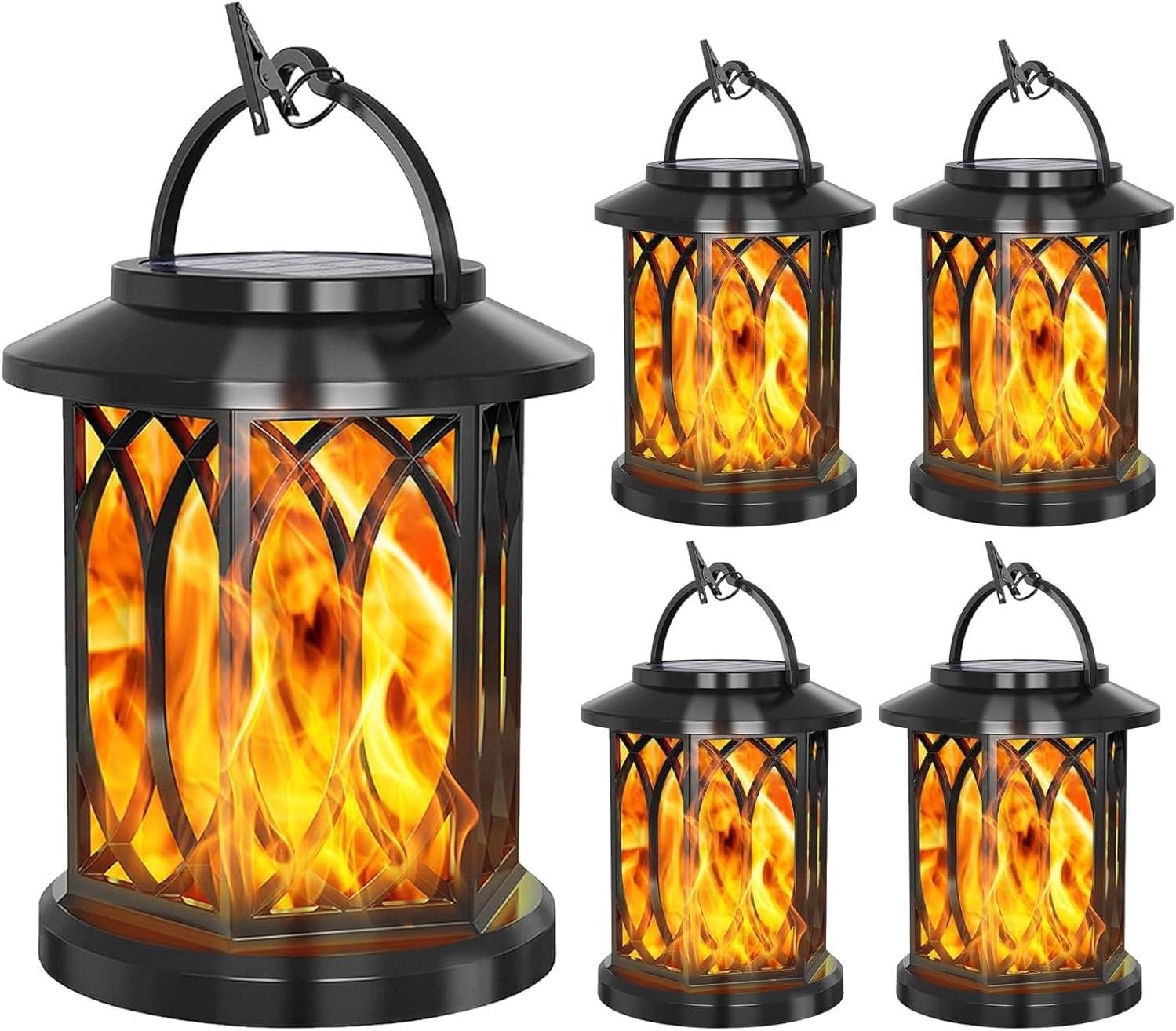 KOOPER Solar Lantern Outdoor Lights, Upgraded Flickering Candle Solar Lanterns Lights Outdoor Waterproof, Hanging Outdoor Solar Lanterns Lights, Solar Powered Lanterns For Yard Garden Decor (Set of 2)